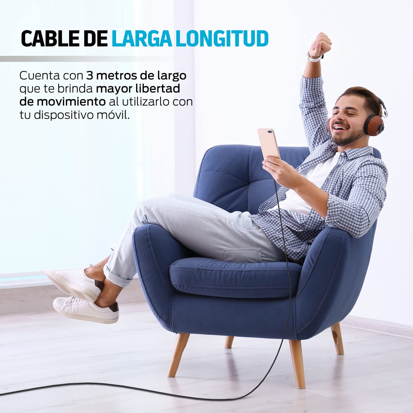 Cable USB C Redlemon Gris Resistente de 3 Metros Compatible con Dispositivos de Carga Rápida