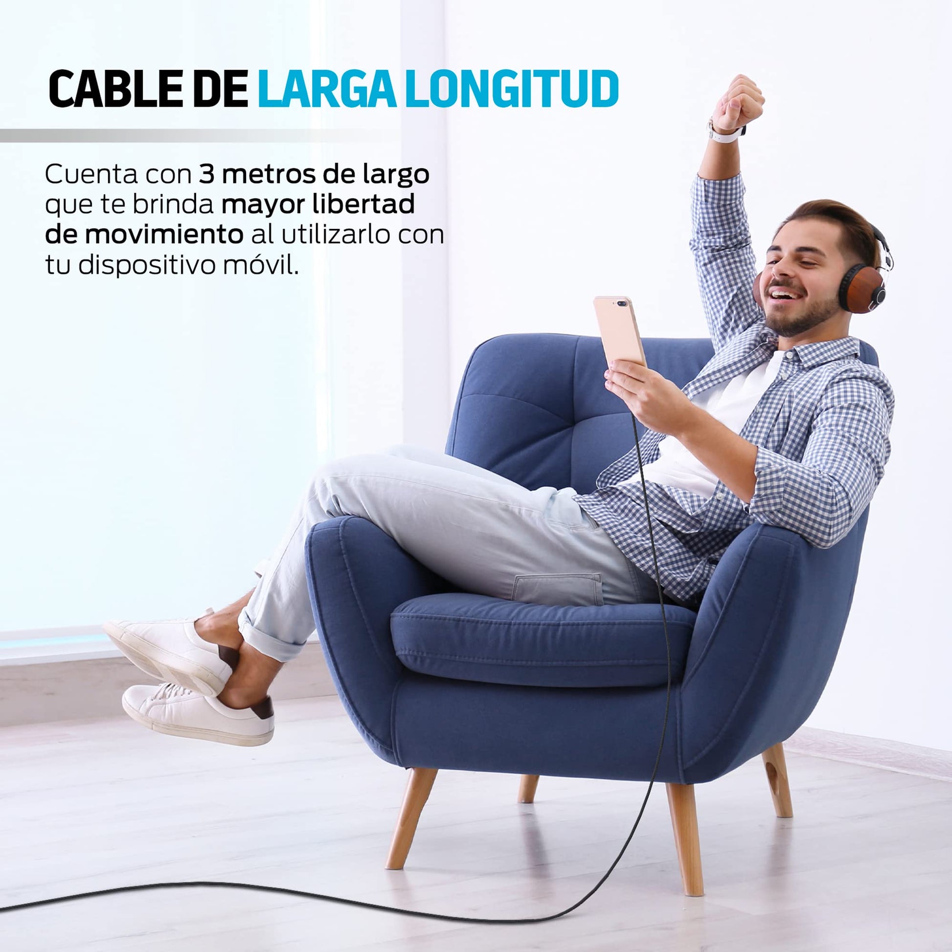 Cable USB C Redlemon Gris Resistente de 3 Metros Compatible con Dispositivos de Carga Rápida