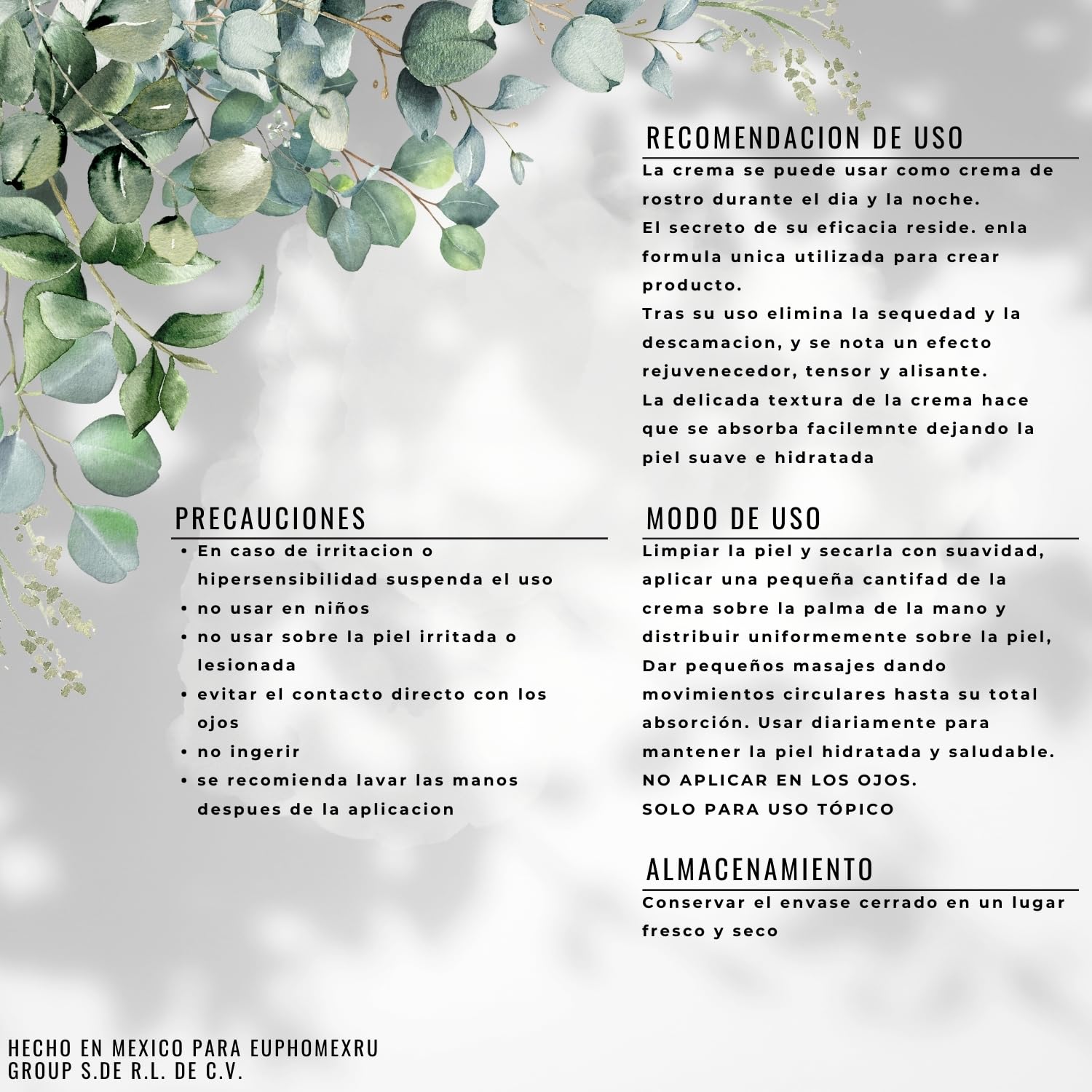 QU ELPO| Crema facial, Nutre y Suaviza tu piel - 50ML.