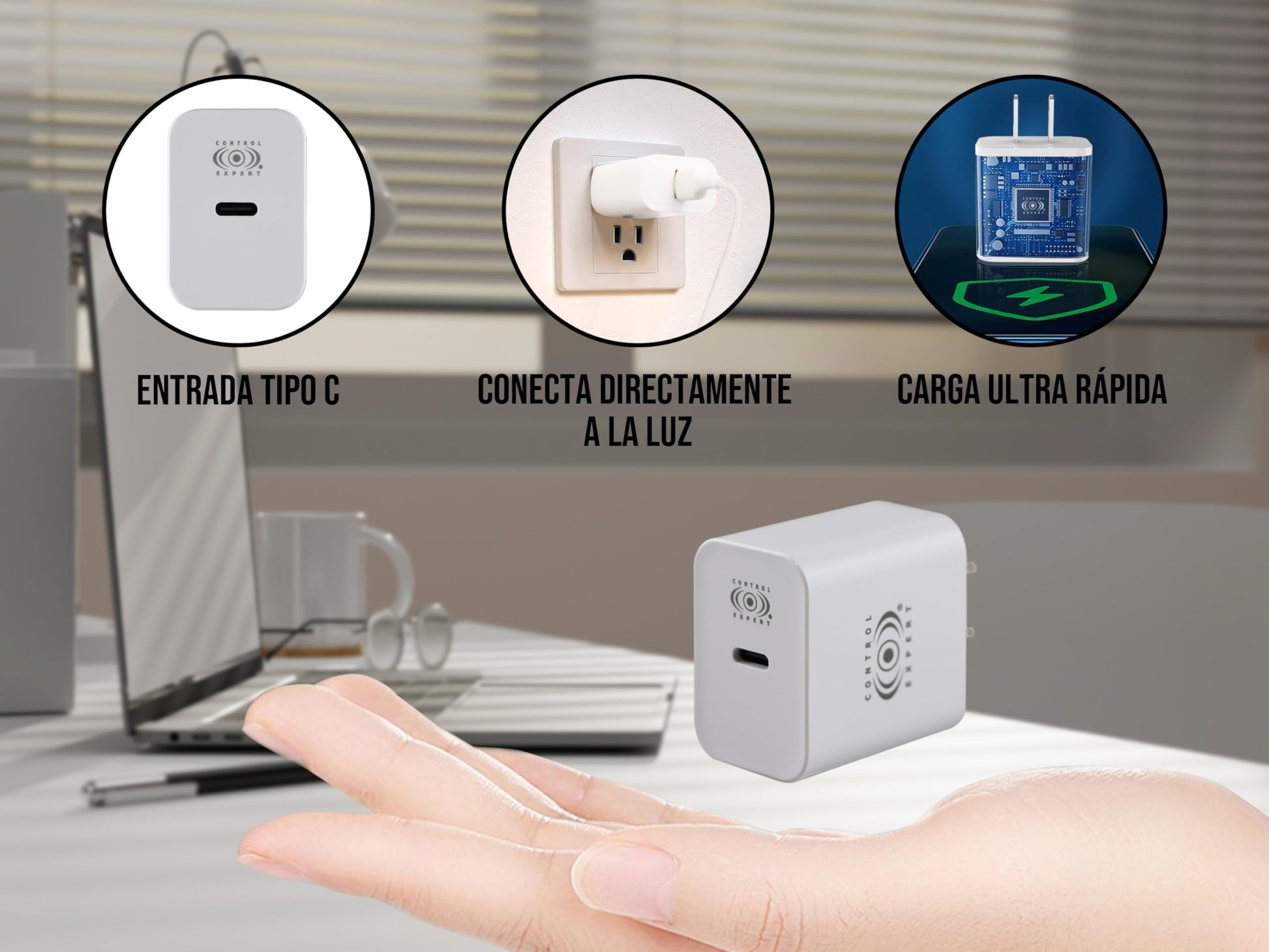 CONTROL EXPERT Turbo Cargador Tipo C A Tipo C, para Android y iPhone 15, Carga y Datos 3A Salida Tipo C 20w Ultra Rápido (Blanco)
