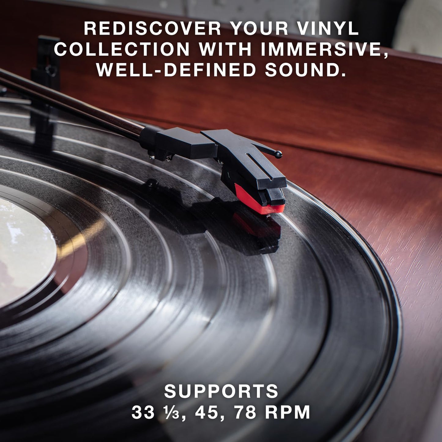 Tocadiscos Nostalgic Victrola Natural con Bluetooth y Centro Multimedia