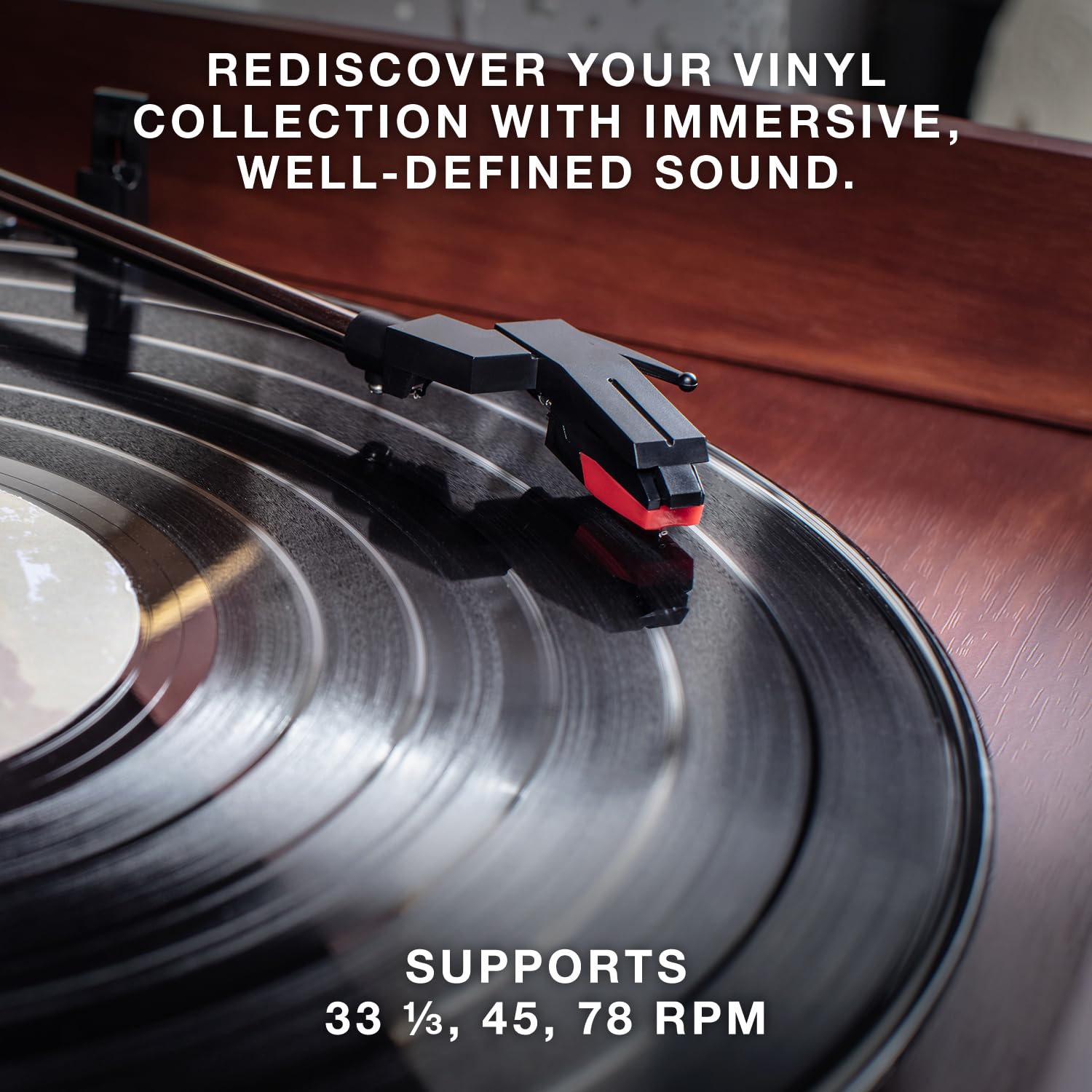 Tocadiscos Nostalgic Victrola Natural con Bluetooth y Centro Multimedia