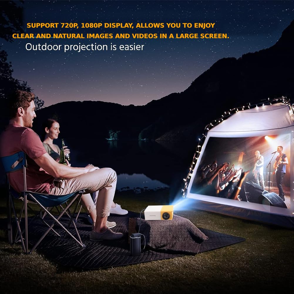 de películas Mini HD, Elegante portátil de Cine en casa Compatible con 720P, Pantalla 1080P, Reproductor Multimedia HDMI Adecuado para recreación(Nosotros)