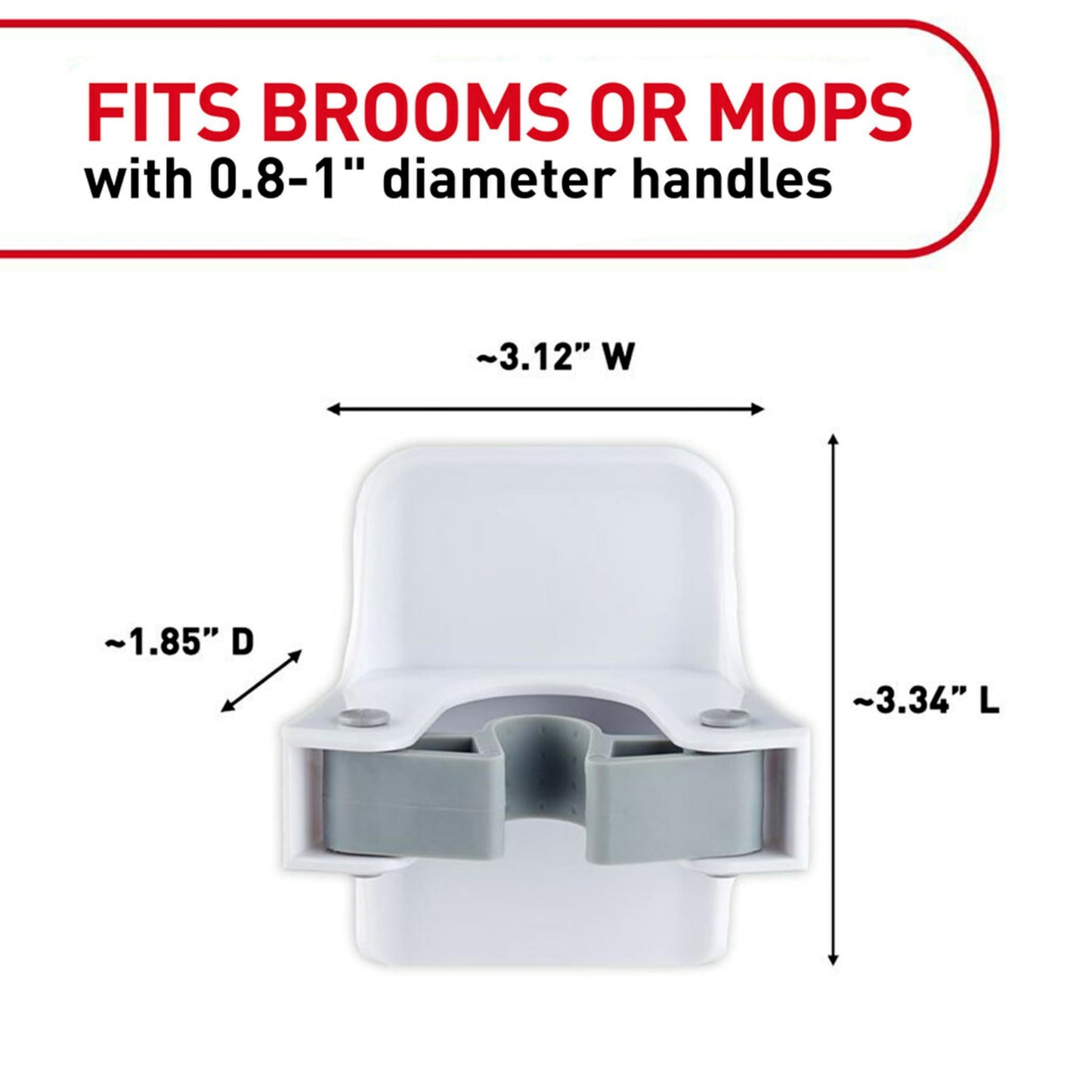 Command - Pinzas para escoba y fregona, 3 perchas y 6 tiras de comando, sin daños para colgar en la pared, soporte para escoba y fregona, organizador de limpieza del hogar para organización y