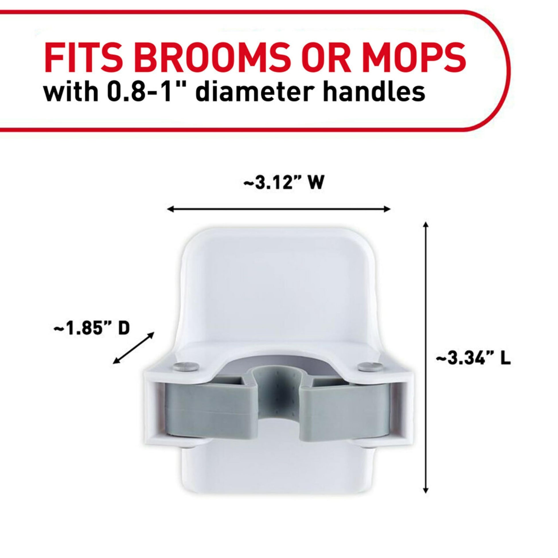 Command - Pinzas para escoba y fregona, 3 perchas y 6 tiras de comando, sin daños para colgar en la pared, soporte para escoba y fregona, organizador de limpieza del hogar para organización y