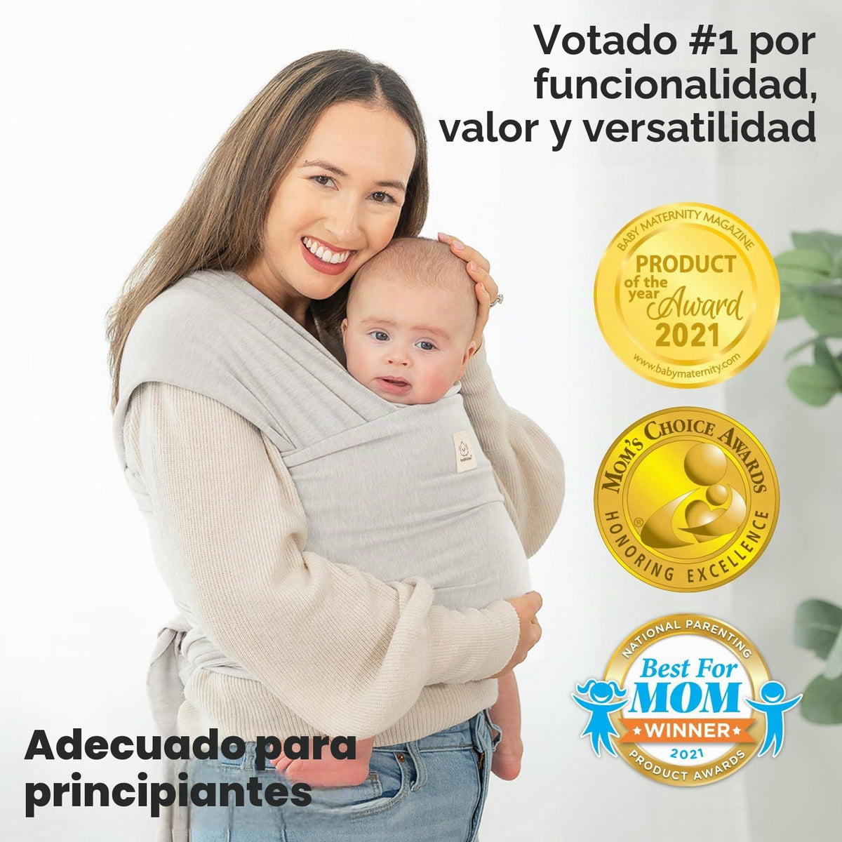 KeaBabies - Portabebés Original Todo en 1 para Bebés Recién Nacidos a Niños, Fácil de Llevar, Unión Manos Libres, Envoltura Ligera y Transpirable para (Rhino)