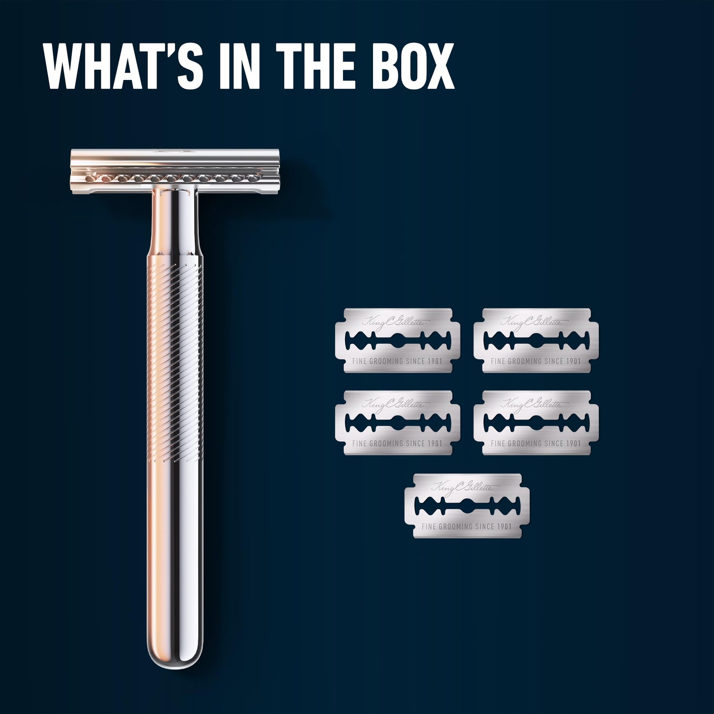 Gillette King C - Maquinilla de afeitar de doble filo para hombre + 5 cuchillas de doble filo con revestimiento de platino, ideas de regalo para él/papá
