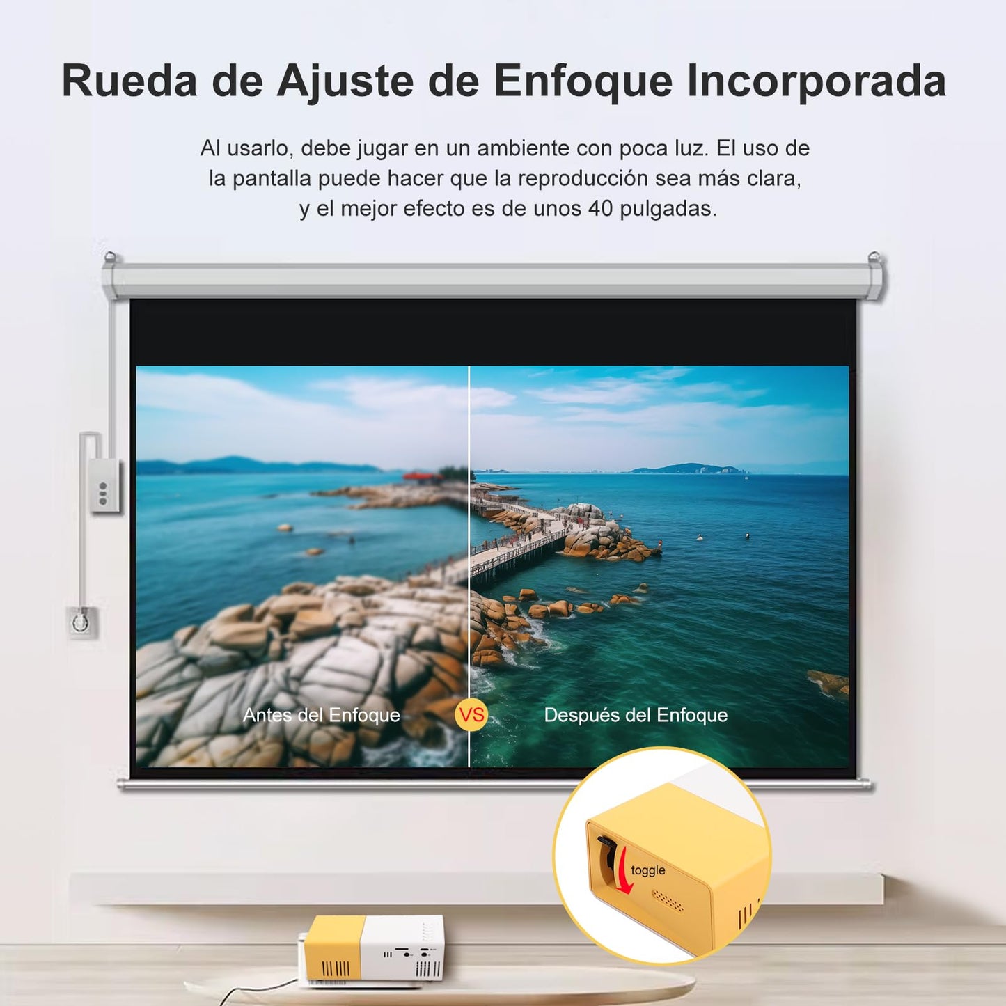 Proyector LED Mini Portátil para Interiores y Exteriores 1080P HD