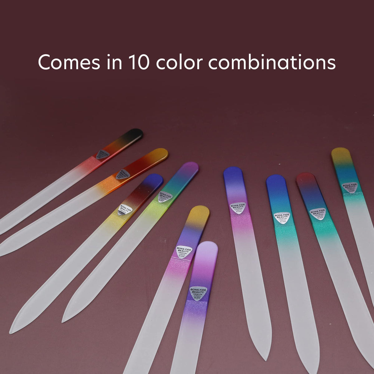 Glass Nail File Manicure Set, Nail Filer for Professional Manicure Nail Care - Bona Fide Beauty (10-Piece Set) Genuine Czech Glass