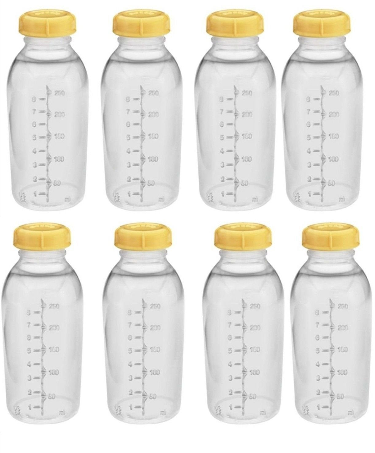 Medela Breastmilk Collection Storage Feeding Bottle with Lids-(8 Bottles and 8 Lids)w/lid 8oz /250ml by Medela