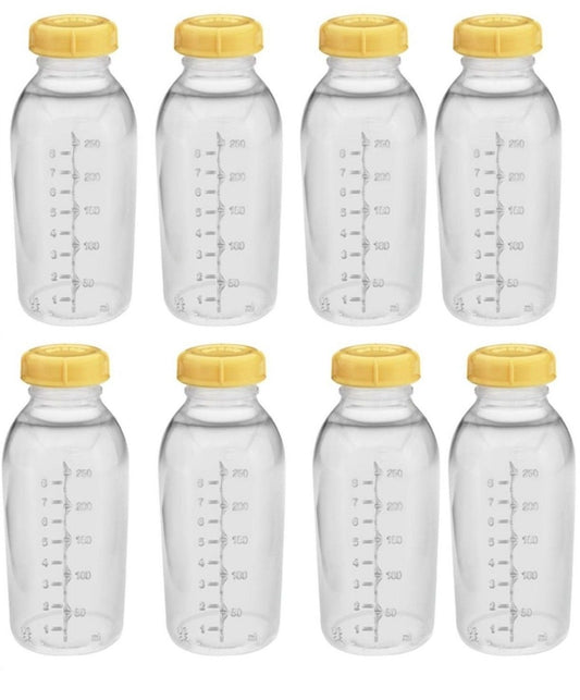 Medela Breastmilk Collection Storage Feeding Bottle with Lids-(8 Bottles and 8 Lids)w/lid 8oz /250ml by Medela