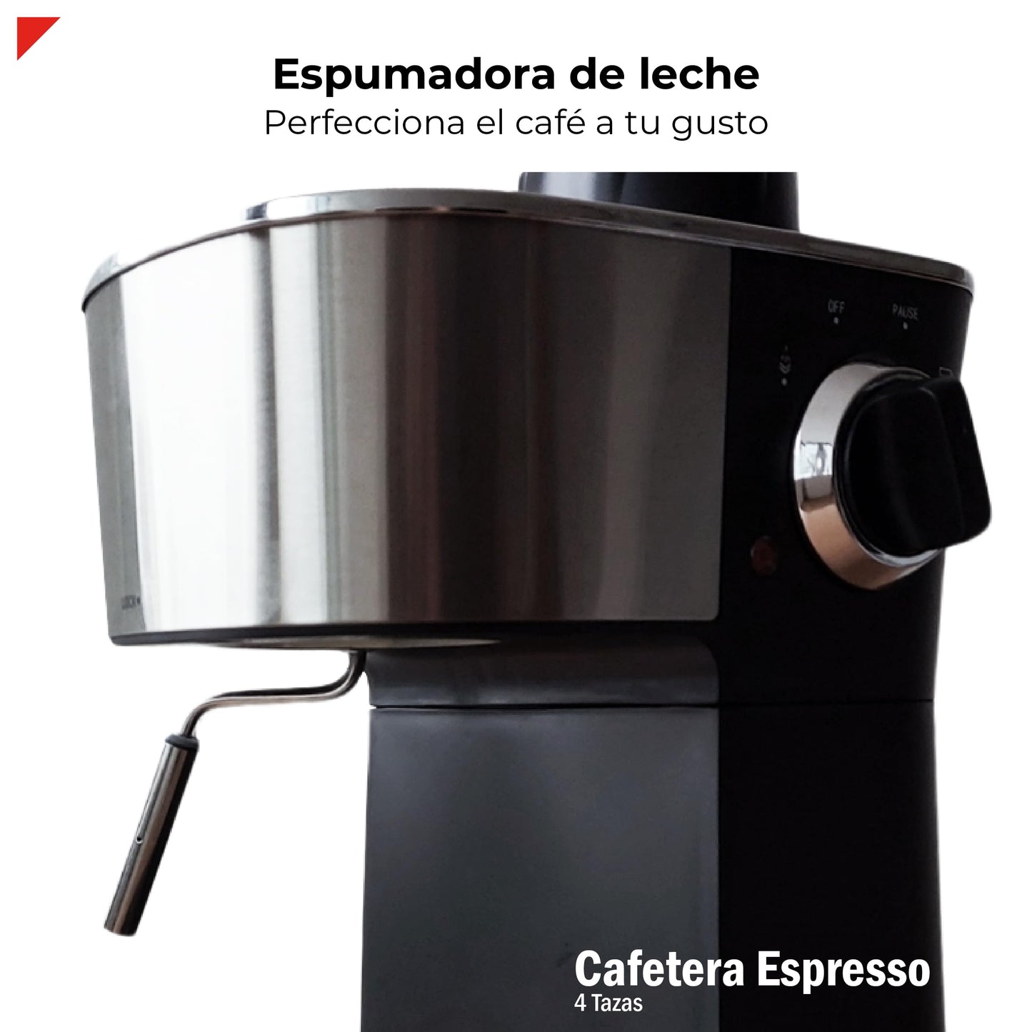 BOGNER- Cafetera espresso capuccino de 4 tazas para café molido BCM35 fabricada en acero inoxidable. Capacidad de tanque 470ml. Diseño moderno con frente ovalada