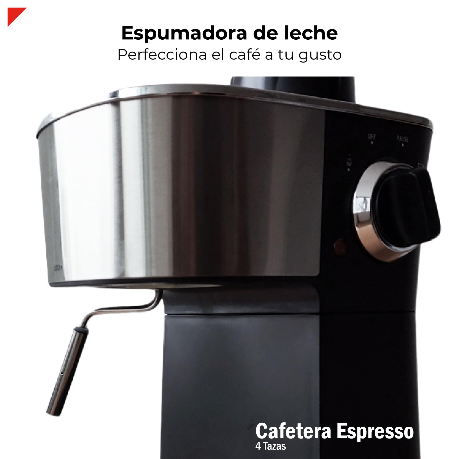 BOGNER- Cafetera espresso capuccino de 4 tazas para café molido BCM35 fabricada en acero inoxidable. Capacidad de tanque 470ml. Diseño moderno con frente ovalada
