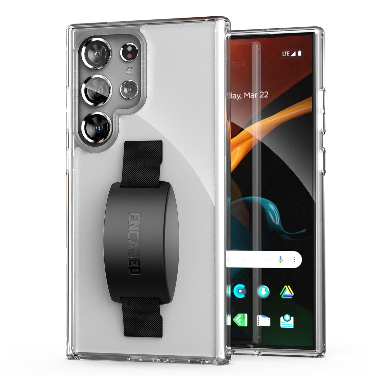 Funda de Correa de Mano Encased Transparente con Soporte de Silicona para Samsung Galaxy S24 Ultra 2024