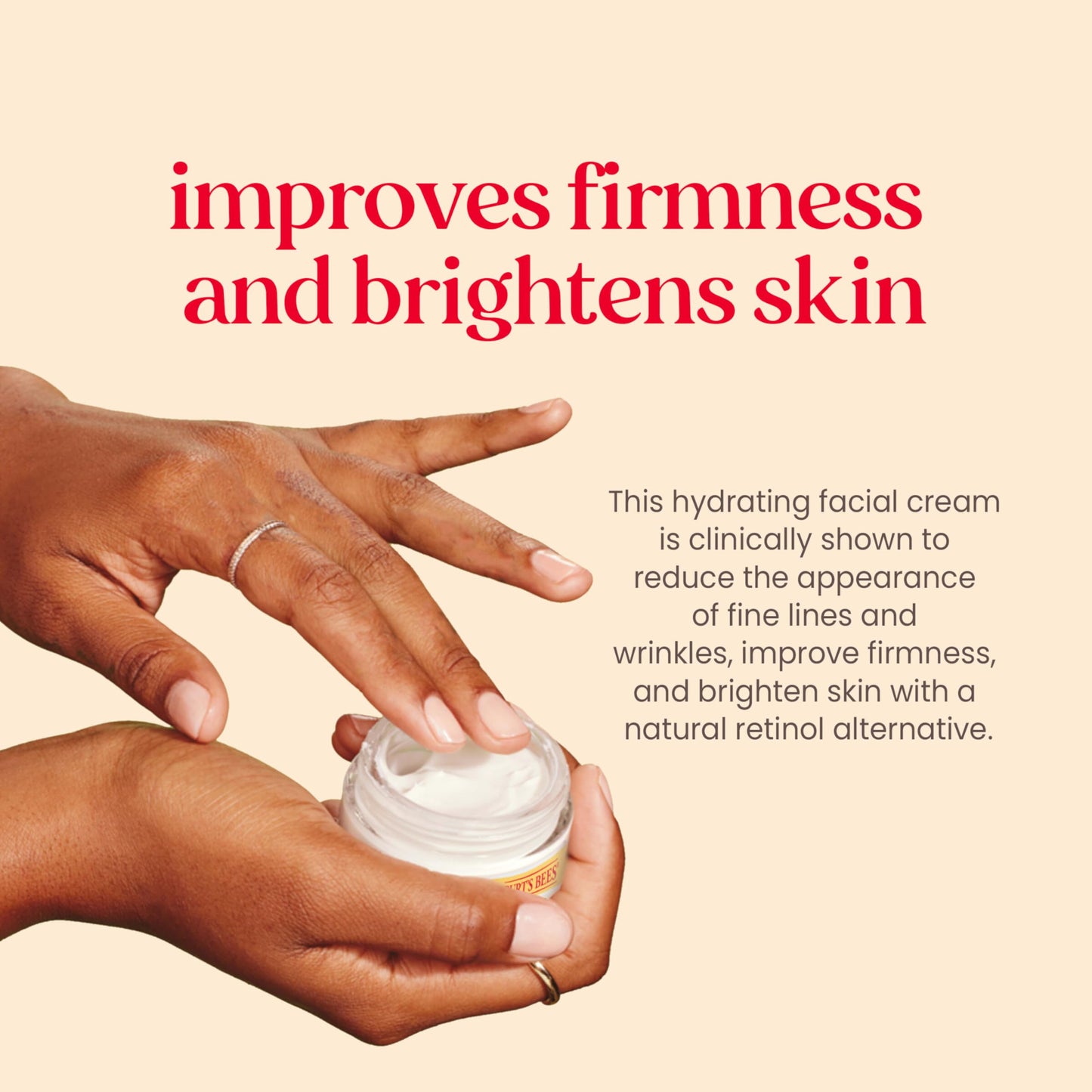 Burt's Bees Face Cream, Retinol Alternative, Firming & Moisturizing Facial Care, Fragrance Free, All Natural, 1.8 Ounce