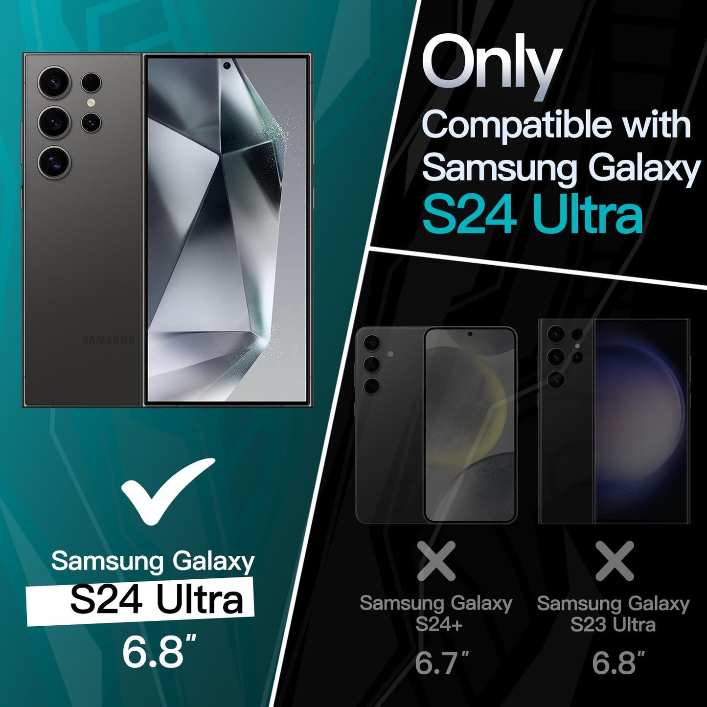 JETech Slim Ajuste Funda para Samsung Galaxy S24 Ultra 5G, Protección Completa Lente Cámara, Carcasa Protectora TPU Suave Delgada con Acabado Mate, Antigolpes (Negro)