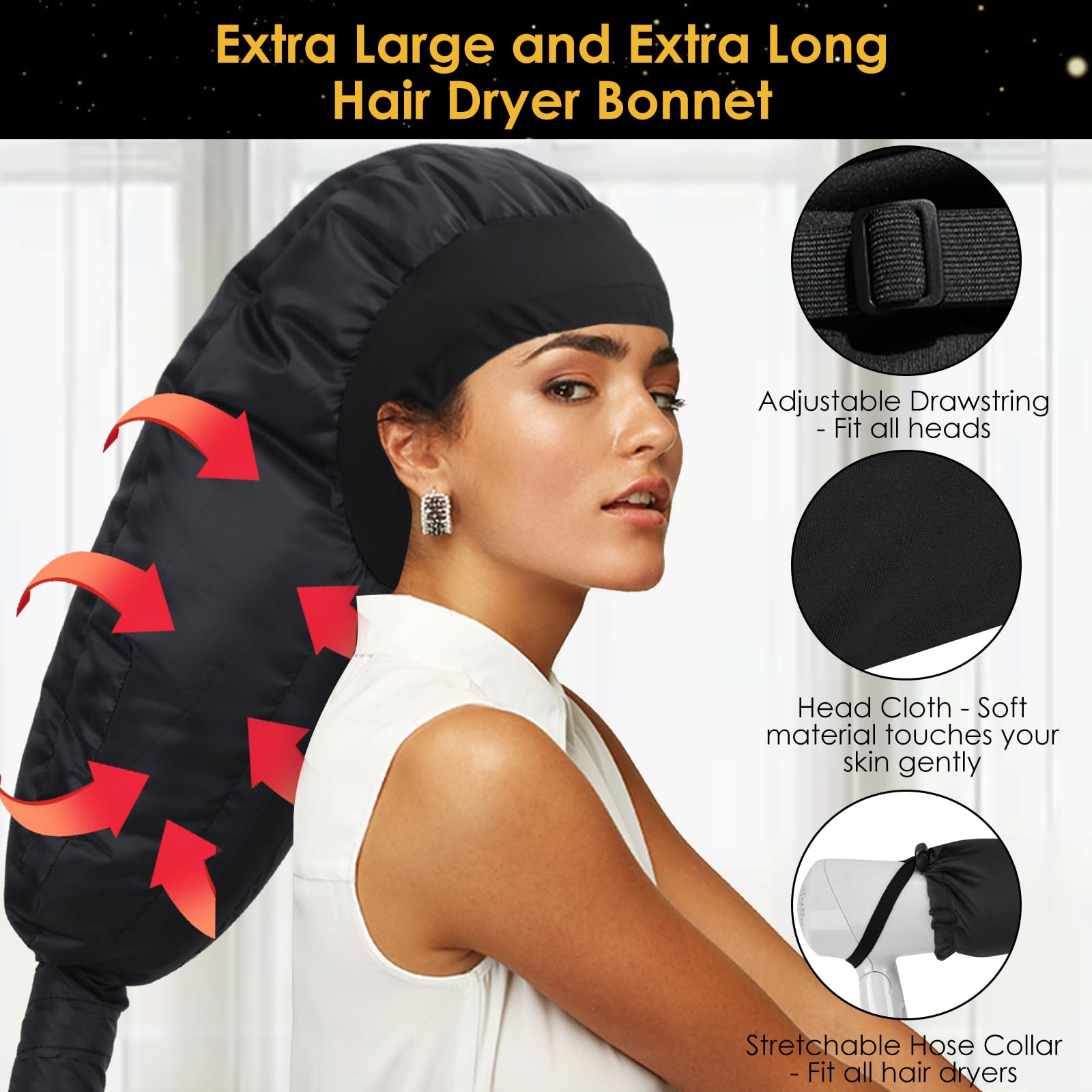 Accesorio Secador De Pelo Mejorado con Capucha Ajustable Extra Grande para Cuidado De Cabello Rizado Natural y Texturizado