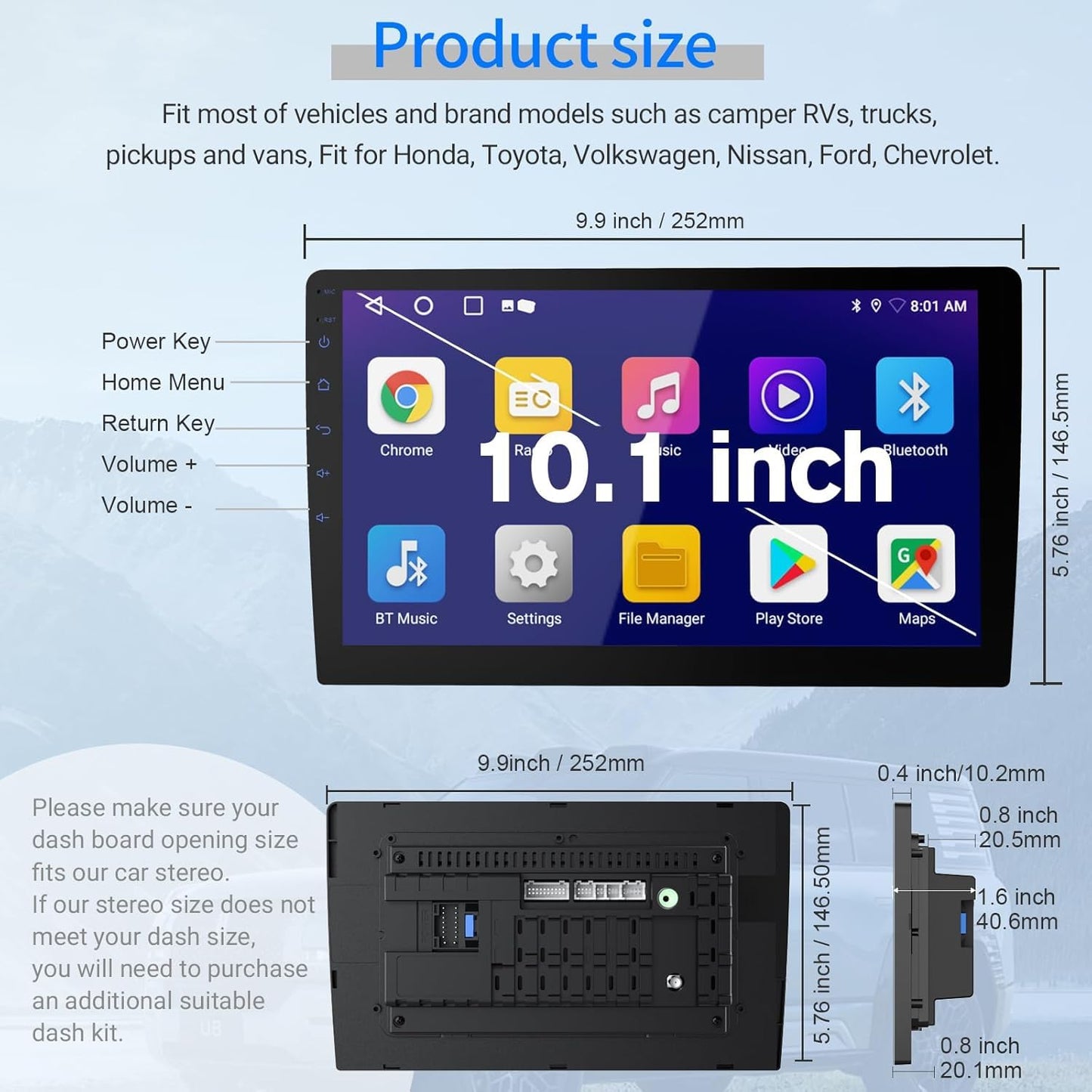 Haudio Reproductor de Estéreo de Coche Android 13 Double Din - Pantalla táctil HD Universal de 10.1" con 64GB, GPS Integrado y Cámara de Copia de Seguridad, Bluetooth 4.1, Soporta CarPlay/MirrorLink