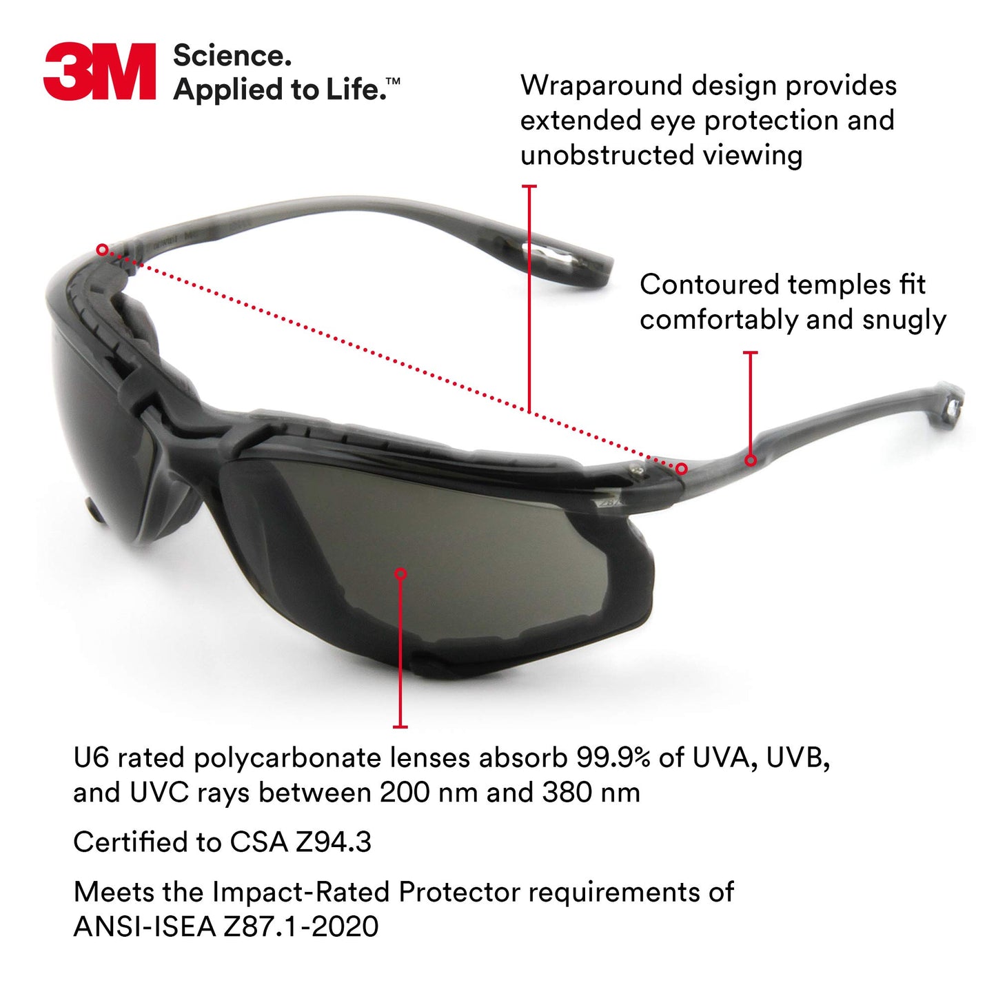 Gafas de Seguridad 3M Virtua CCS Gris con Lente Antiniebla y Junta de Espuma