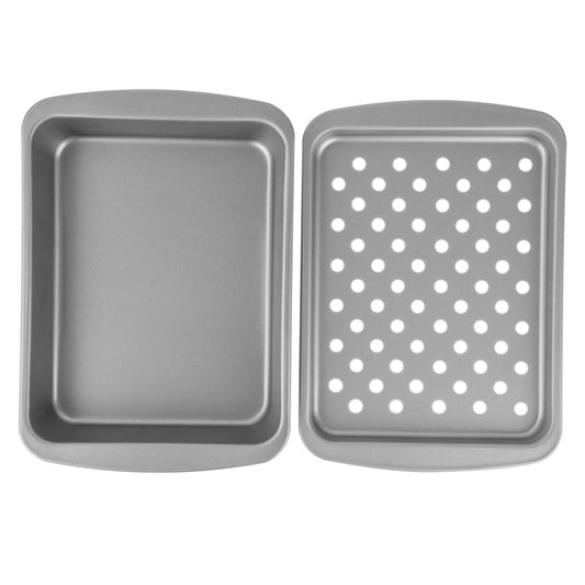 G & S Metal Products Company OvenStuff Juego de tostador antiadherente para horno, asar y asar, 6.5 x 1.8 x 8.5 pulgadas, gris