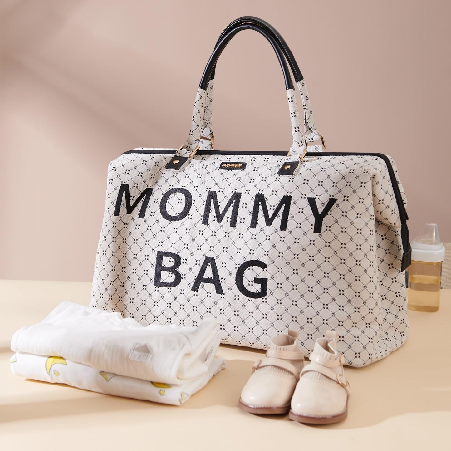 SUNVENO - Bolsa de viaje para mujer, bolsa de viaje para mamá, bolsa de pañales de gran capacidad, color blanco, Blanco