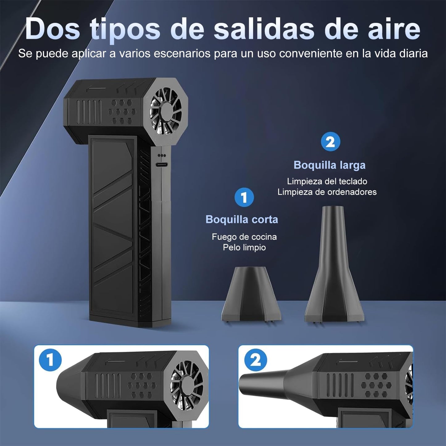 Colector de Polvo Eléctrico de Aire 130000 RPM, Plumero eléctrico inalámbrico, Ajustable en 3 posiciones, Plumero de Aire Adecuado para limpiar ordenadores, coches y muebles