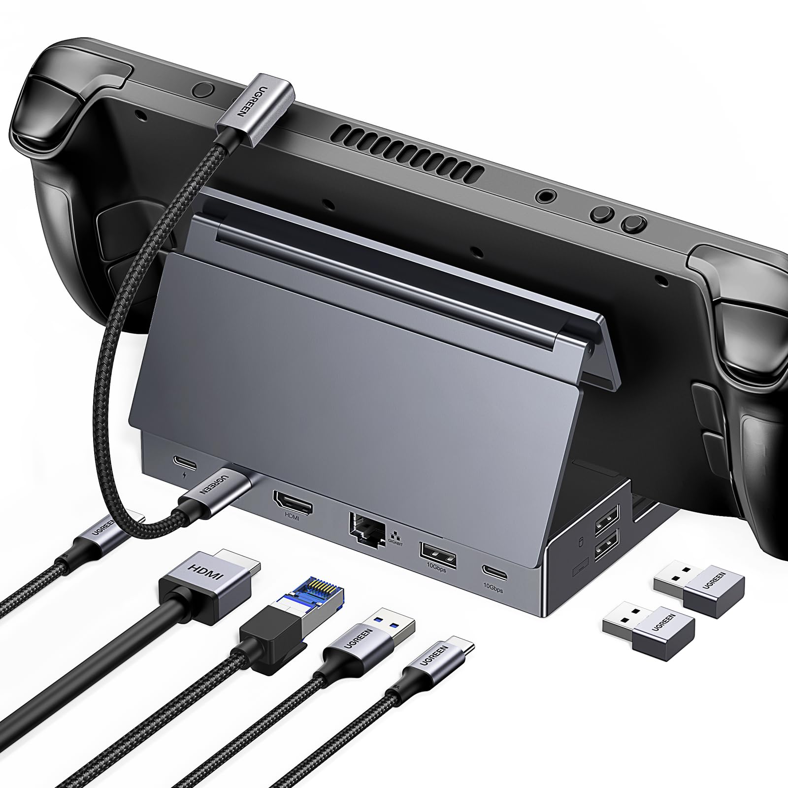 Dock Hub USB C 9 en 1 UGREEN Negro Soporte Ajustable para Steam Deck