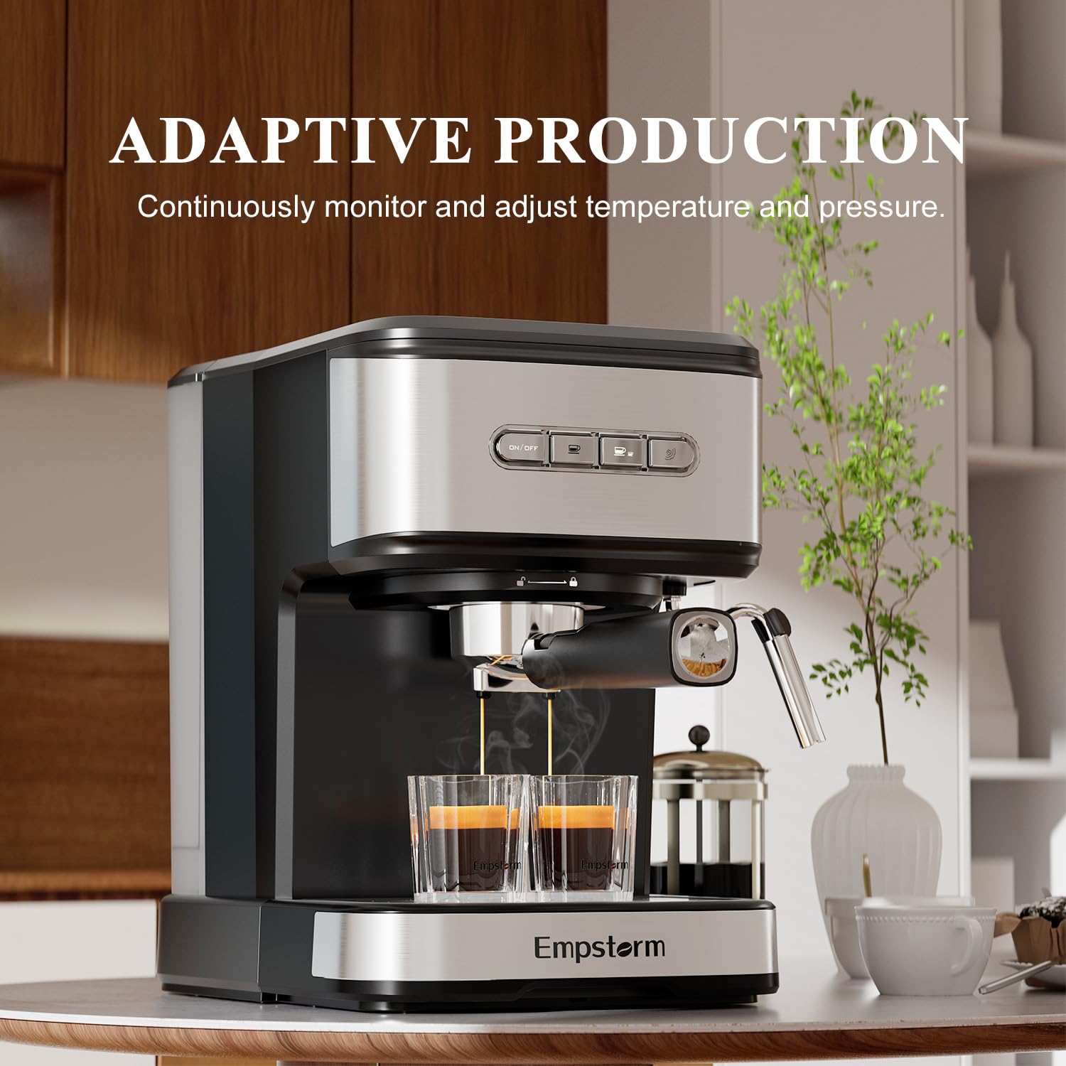 Empstorm - Máquina de café espresso de 20 barras, máquinas de capuchino con espumador de leche, máquina de café con leche para el hogar y barista, función de apagado automático