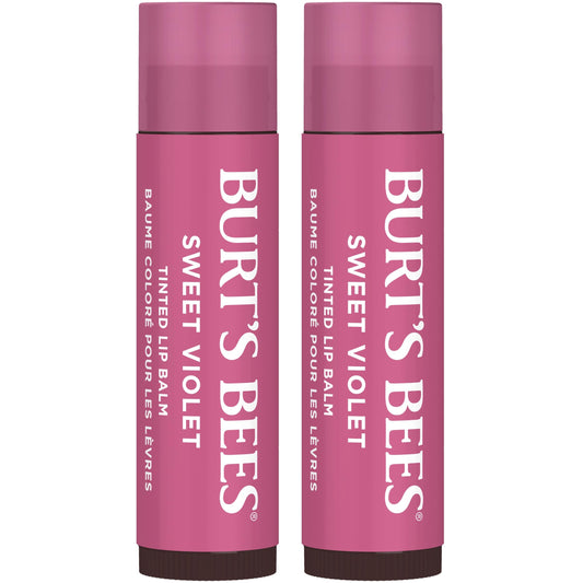 Burt's Bees 100% Natural Tinted Lip Balm, Sweet Violet with Shea Butter & Botanical Waxes - 2 Pack