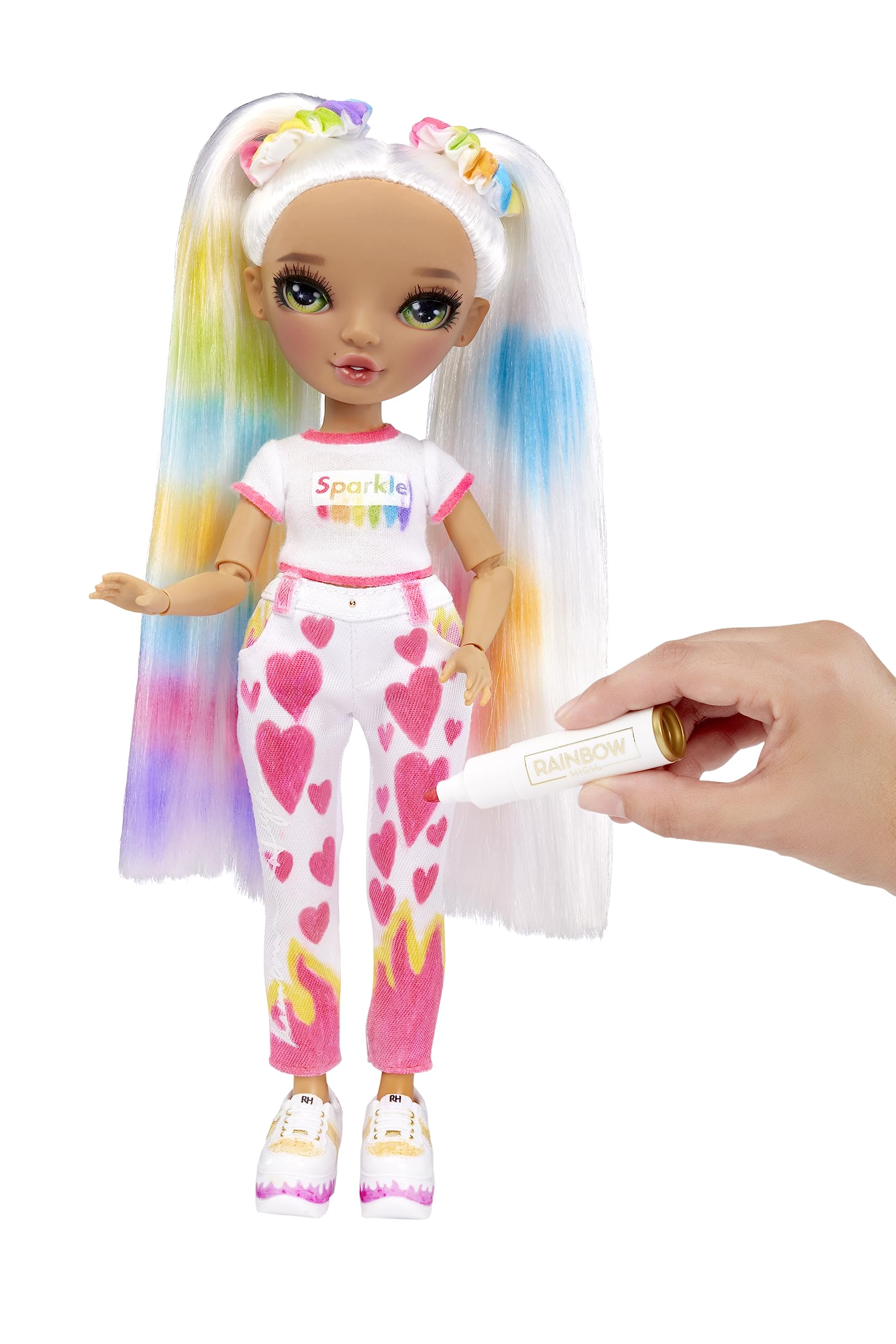 Muñeca Fashion Rainbow High Ojos Verdes DIY con Rotuladores para Niños y Niñas