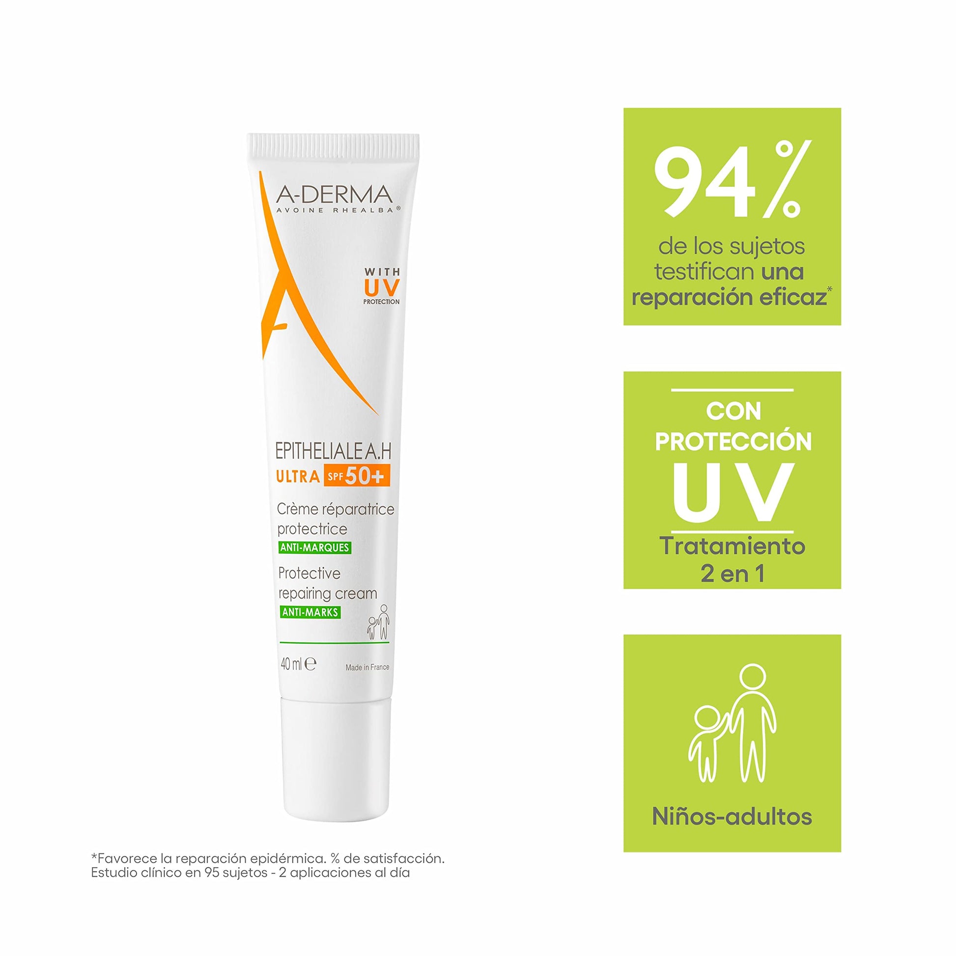 Crema Reparadora A-Derma Epitheliale A.H Ultra SPF50+ 40ml - Protección Solar y Regeneración de la Piel