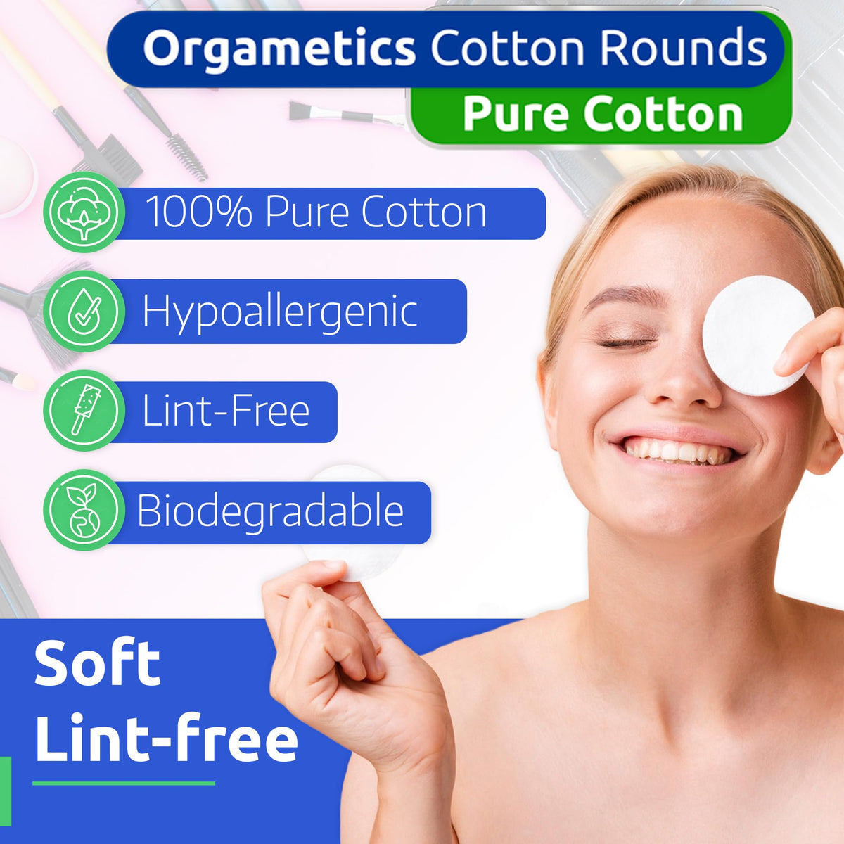 Discos de Algodón Turco Orgametics Naturales Ultrasuaves para Limpieza Facial