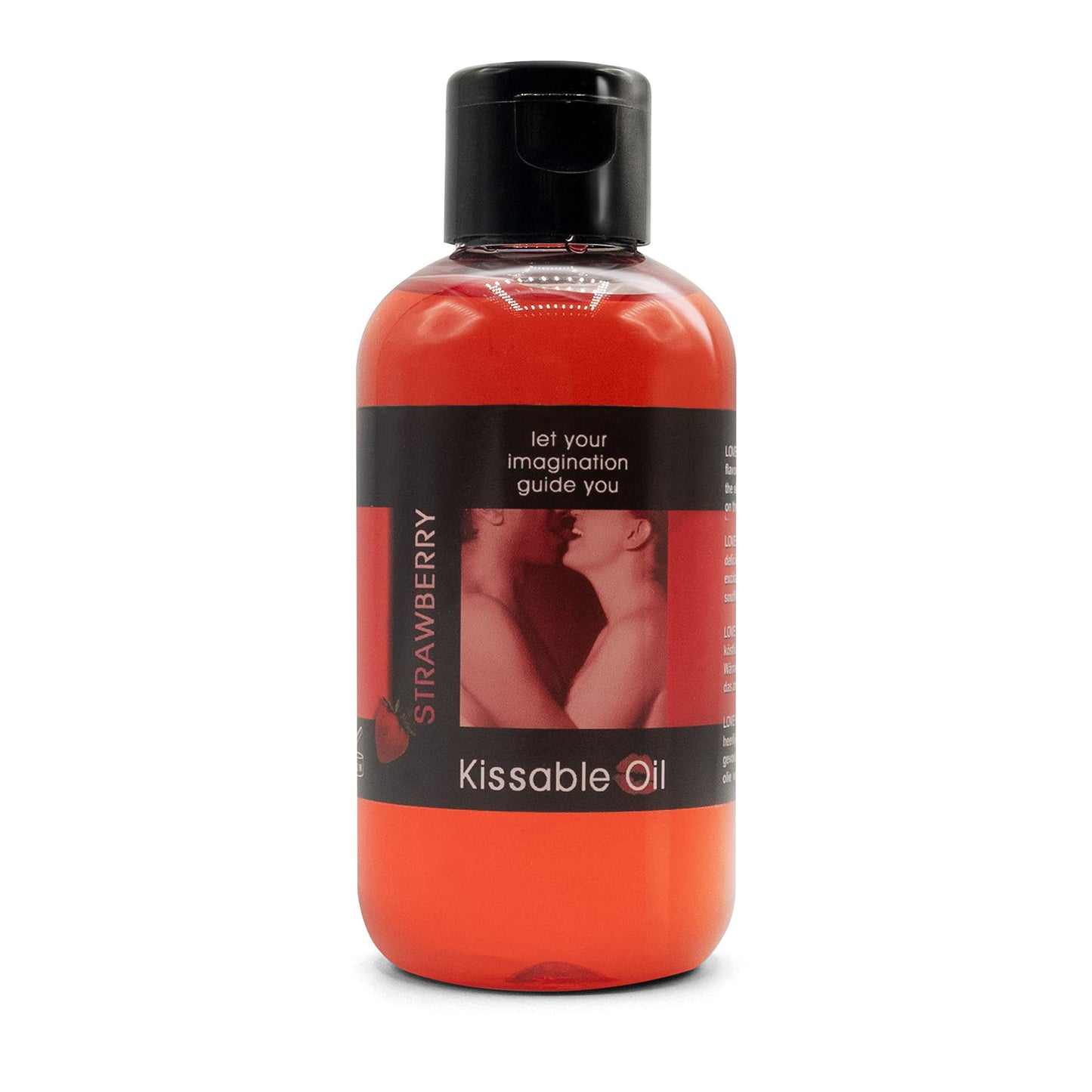 LOVE PLAY Aceite Corporal con Sabor - Aceite Comestible Termico para Hombres y Mujeres - Vegano y Natural (150ml) (Fresa)