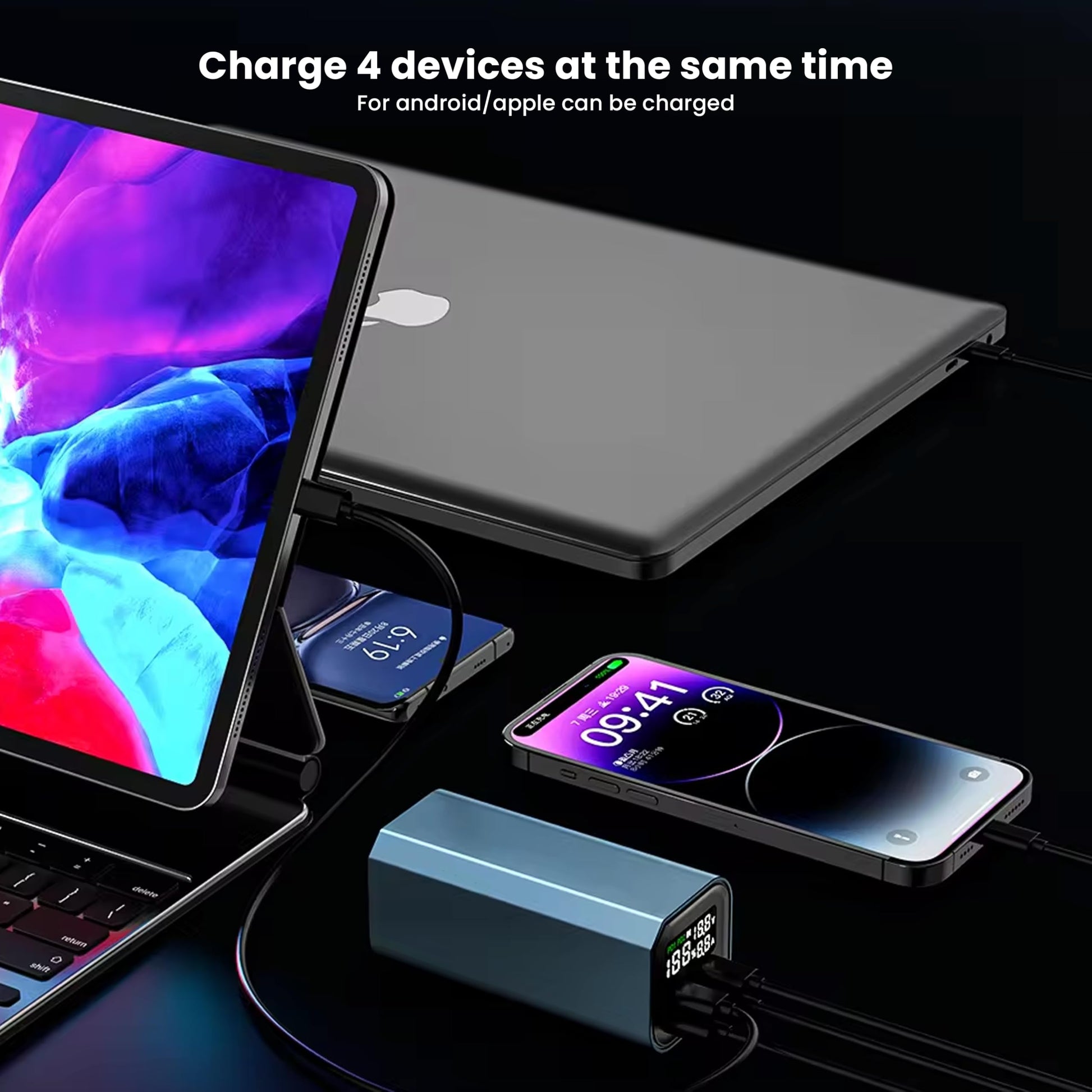 Klid Home Power Bank 30000mAh Carga Rápida 100W – Batería Portátil USB-C para Laptop y Celular, con 4 Puertos, Pantalla LED y Linterna – Cargador Power Bank Compatible con iPhone, Android y Tablet