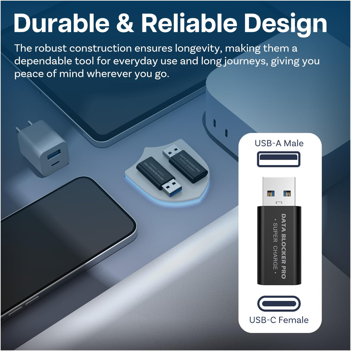 Bloqueador de Datos USB MMOBIEL Negro con Protección Contra Juice Jacking