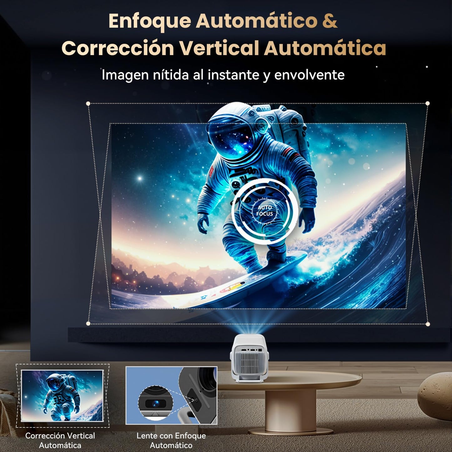 VUEKIME M3 Pro Proyector 4K Portátil, Nativo 1080P(Soporte 4K), 300 Pulgada