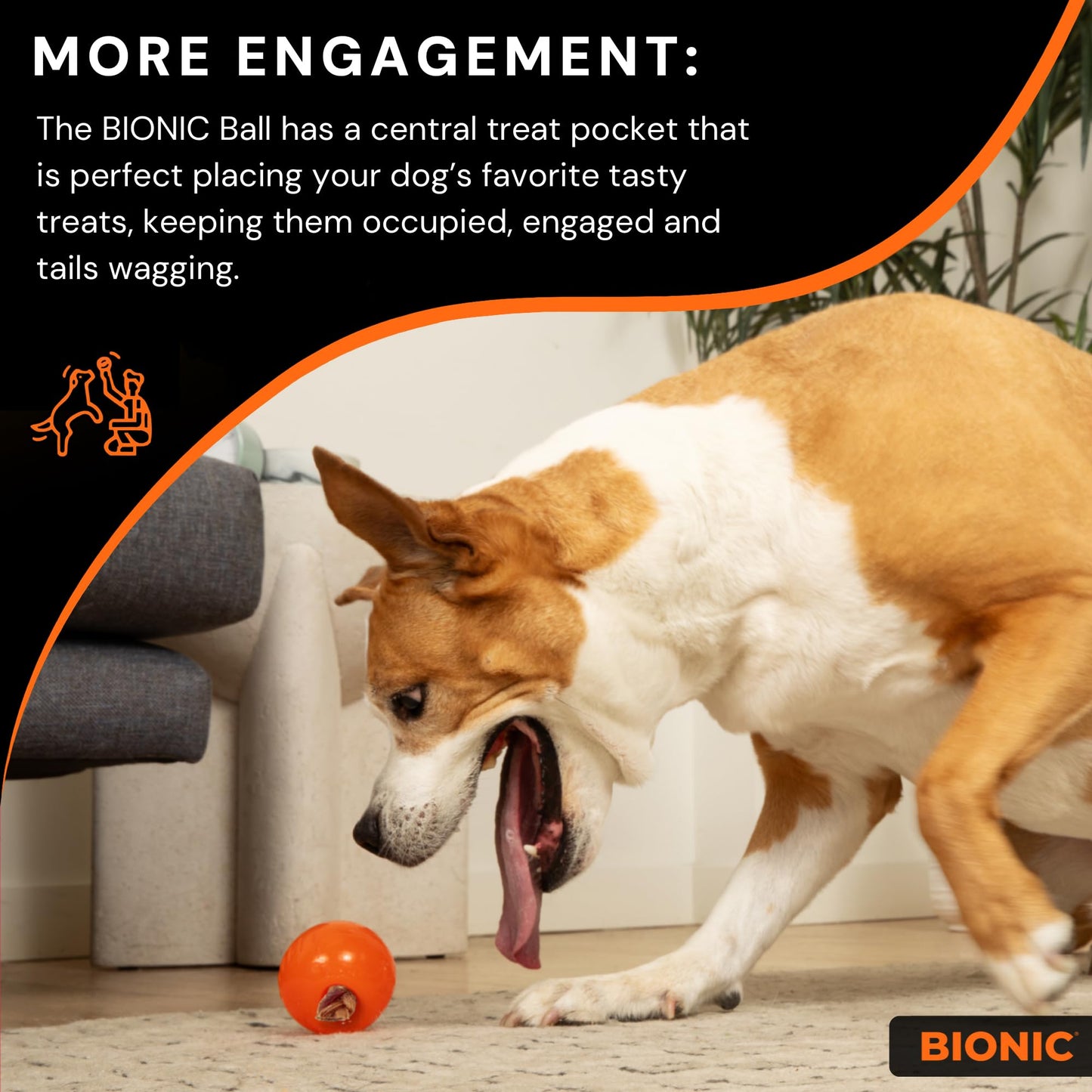 Bionic - Juguete de Bola para Perro, Mediano, Juguete Interactivo para Masticar Perros Que soporta los masticadores más Fuertes, para Perros de Entre 15 y 35 Libras (7-15 kg.)