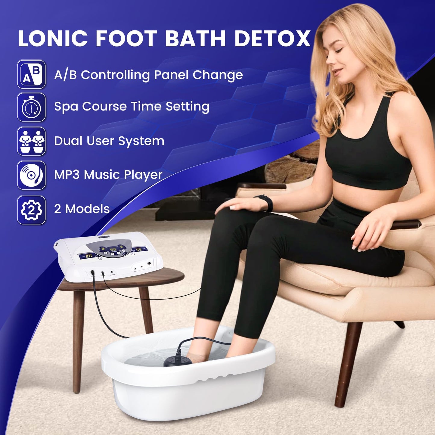 Máquina de pie de desintoxicación de iones iónicos, máquina de limpieza de spa de pie acuático con reproductor MP3