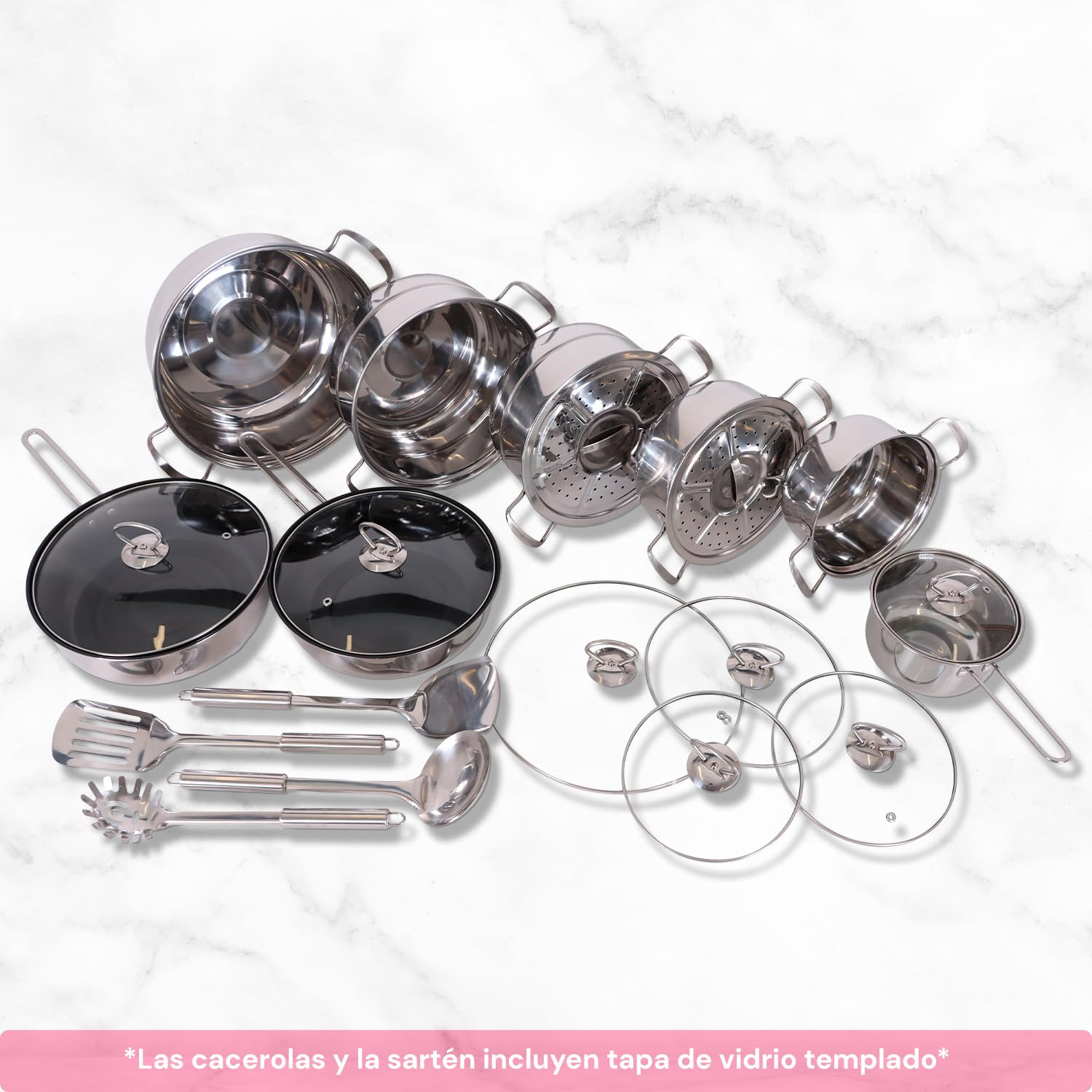 Bateria de Cocina Sofia Inox Acero Inoxidable 18 Piezas