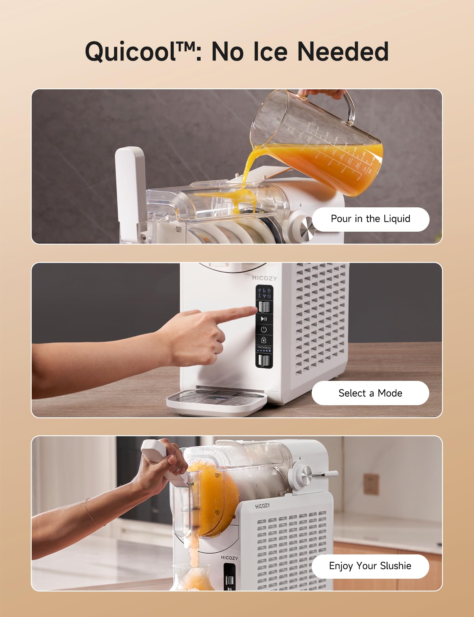 HiCozy F1 Slushie, Bebidas Congeladas, Machine Maquina de Granizado, Maquina de Slushie, Slushi, Slushy, Liguadora de Mesa, Maquina de Raspado, Trituradora de Hielo,1.2L para el Hogar, Sin Hielo