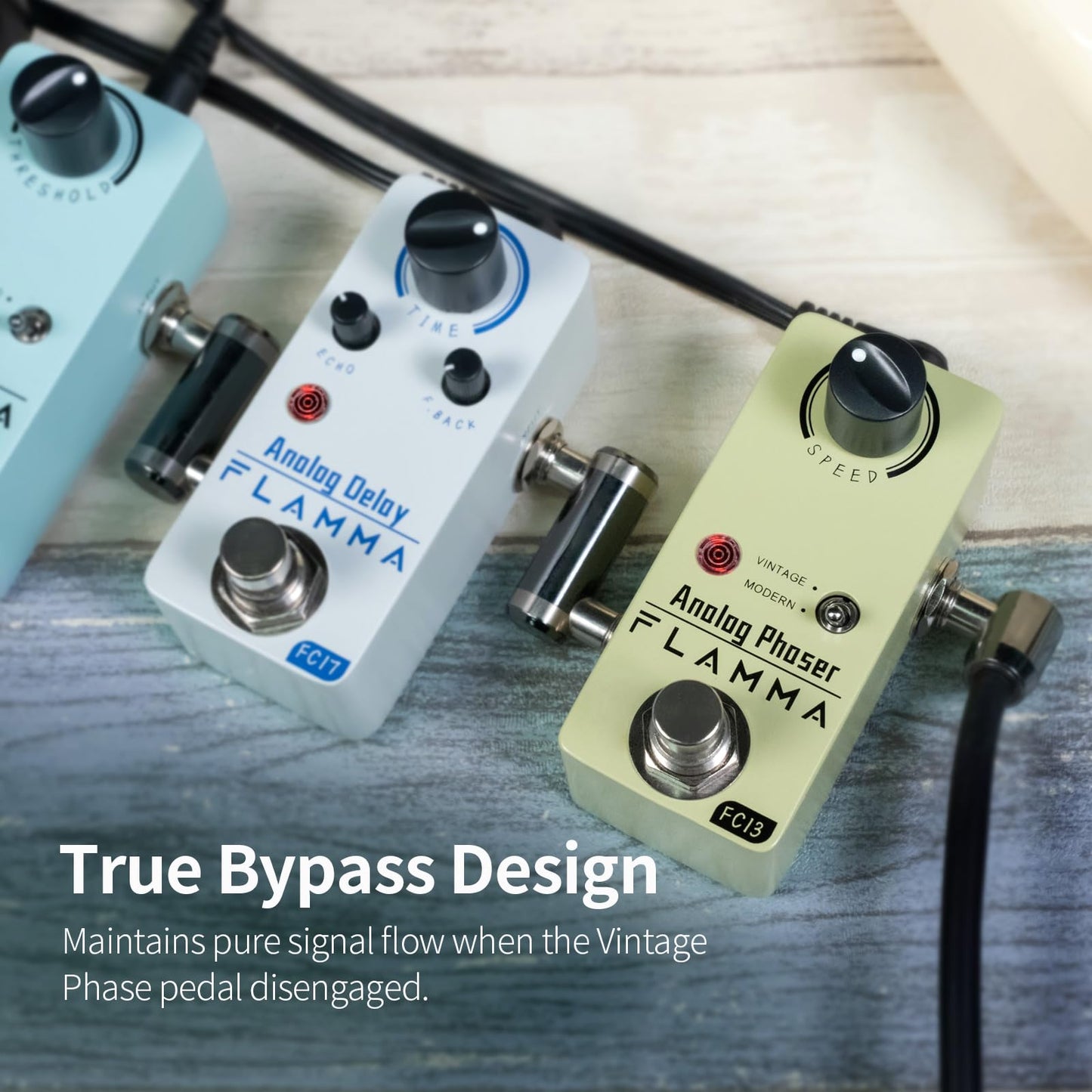 Pedal de Guitarra FLAMMA FC13 con Efectos de Phaser Analógico y True Bypass