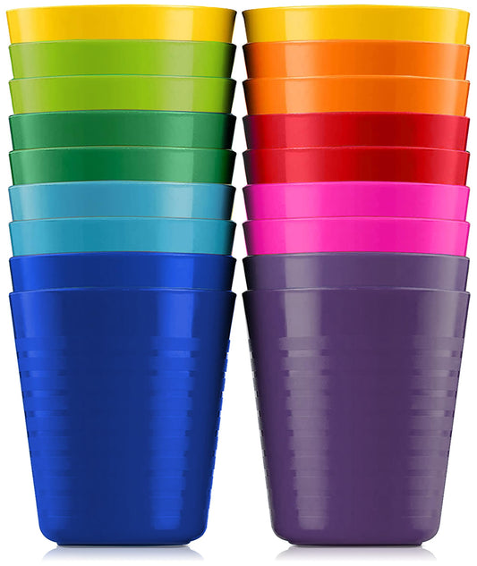 Vasos de Plástico para Niños Plaskidy 9 Colores Variados Reutilizables y Seguros
