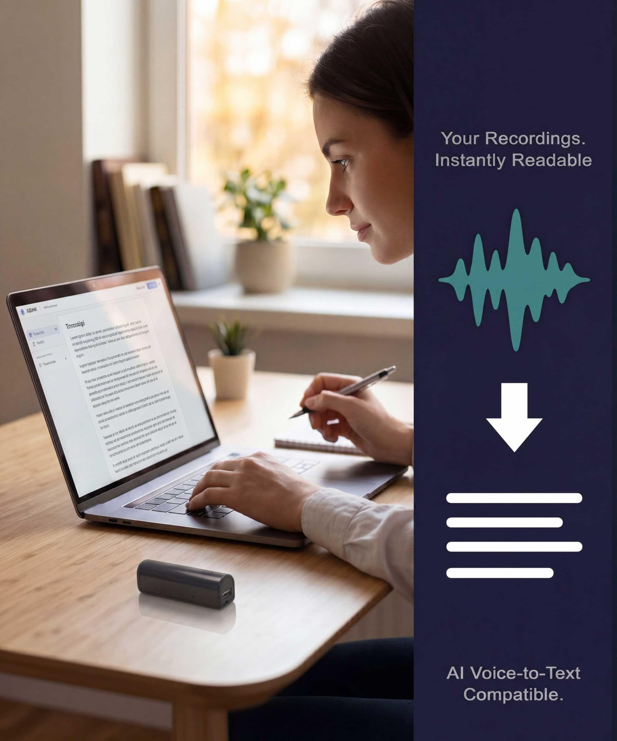 Grabadora de Audio Digital KBANK activada por Voz Negra con Sensibilidad Ajustable del Micrófono