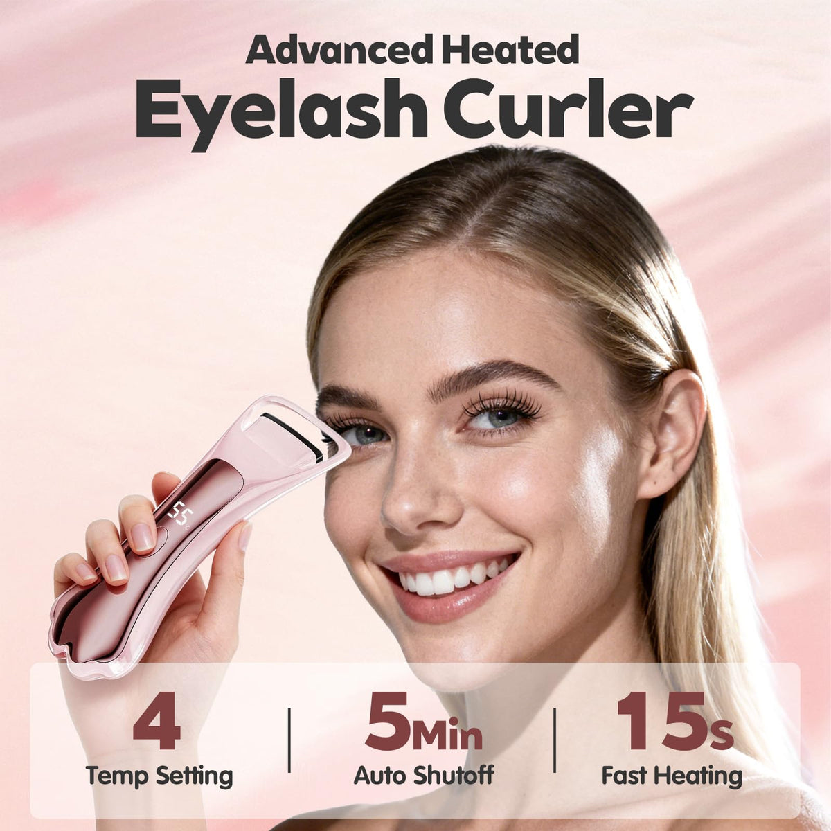 ZNJAVX Heated Eyelash Curler Fast Heat Up in 10s - Rechargeable Electric Eyelash Curler for20h Long Lasting Curls - Safe Anti-Burn Lash Curler Elevate
