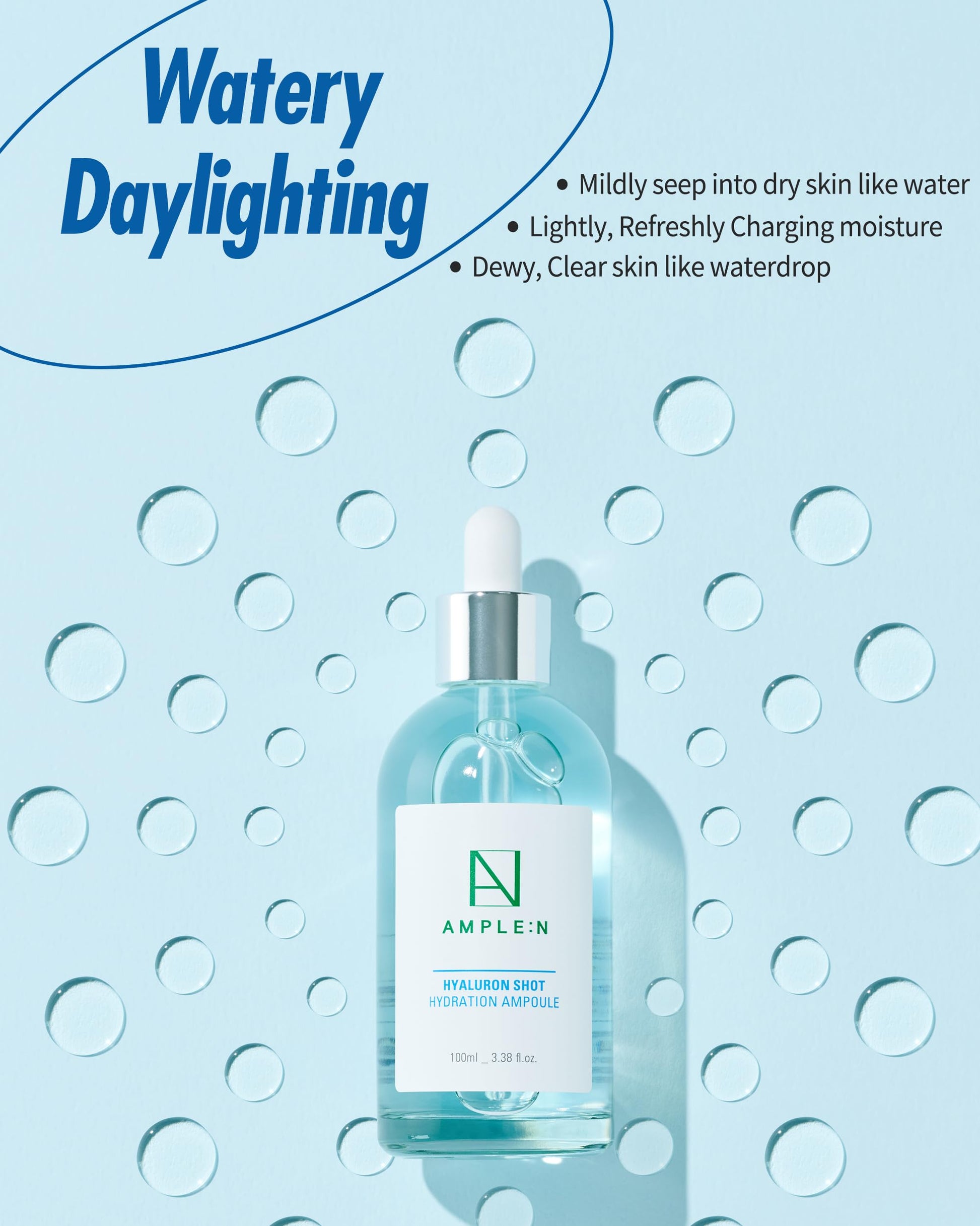 Hyaluron Shot Ampoule 3.38 fl. oz. (100ml) - Hyluronic Acid & Xylitol Complex Contained, Powerful Hydrating Skin Care Ampoule for Dry and Rough Skin
