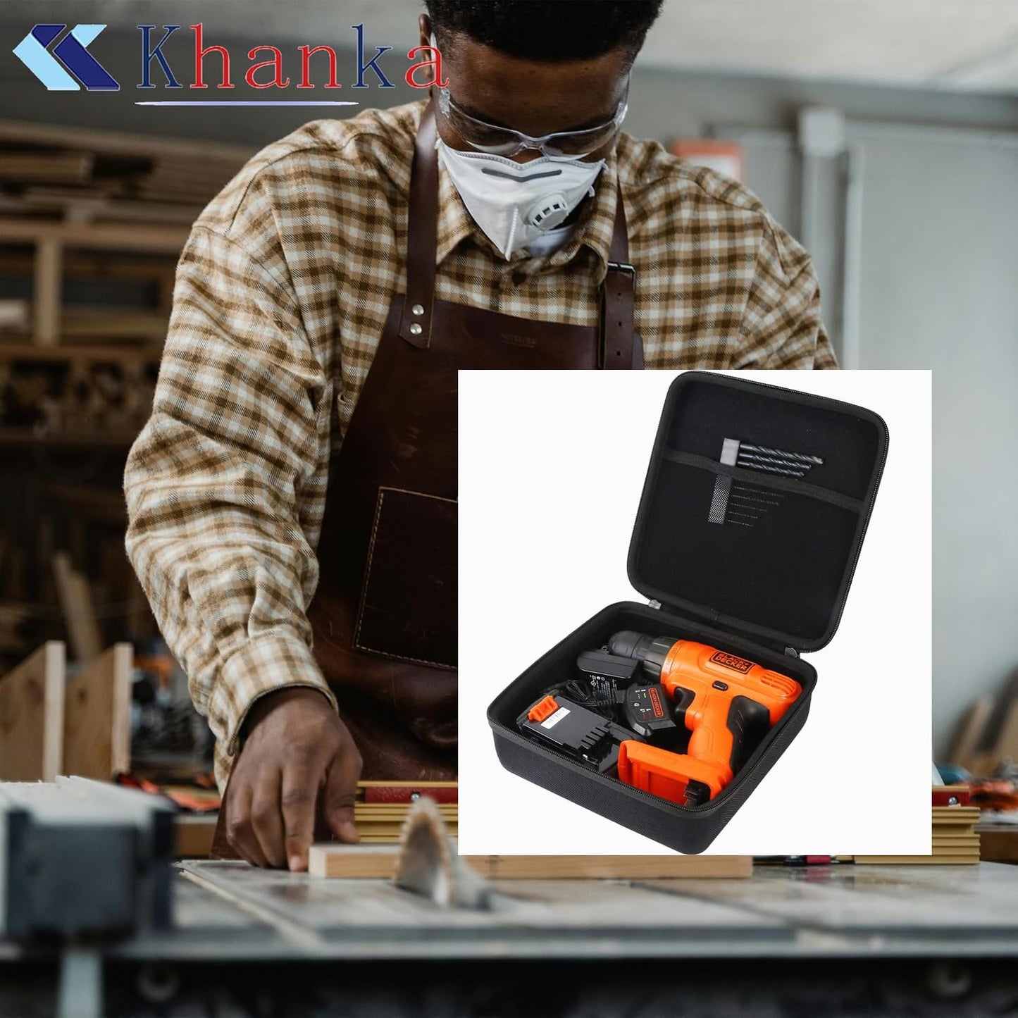 Khanka - Carcasa Rígida de Repuesto para Taladro Inalámbrico Black+Decker LDX120C/LD120VA (Solo Caja)