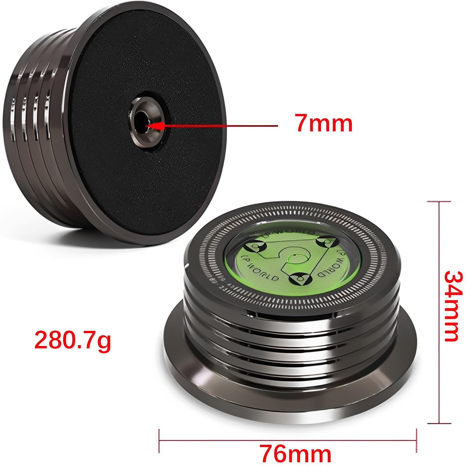 Estabilizador de Discos de Vinilo UTHBVSVK 50Hz Aluminio con Nivelación de Burbujas y Medición de Velocidad