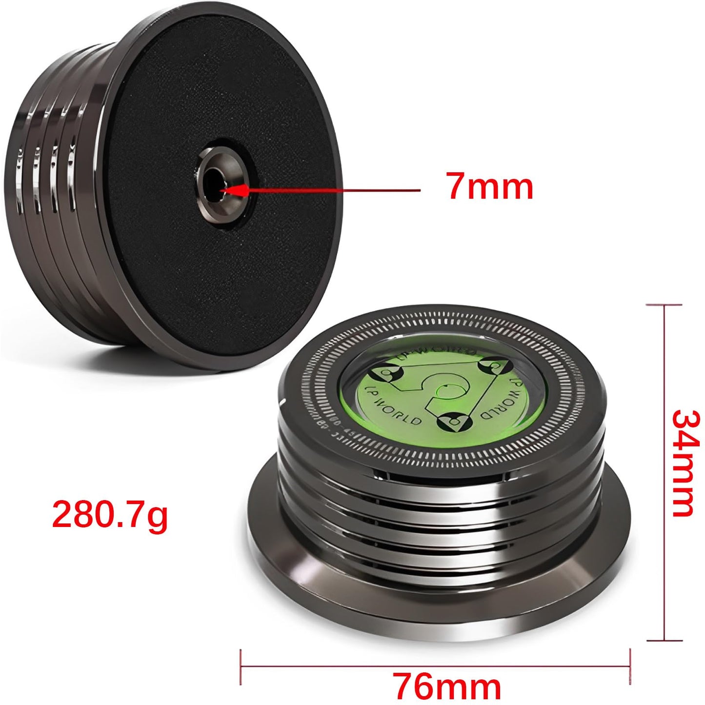 Estabilizador de Discos de Vinilo UTHBVSVK Aluminio con Nivelación de Burbujas y Medición de Velocidad