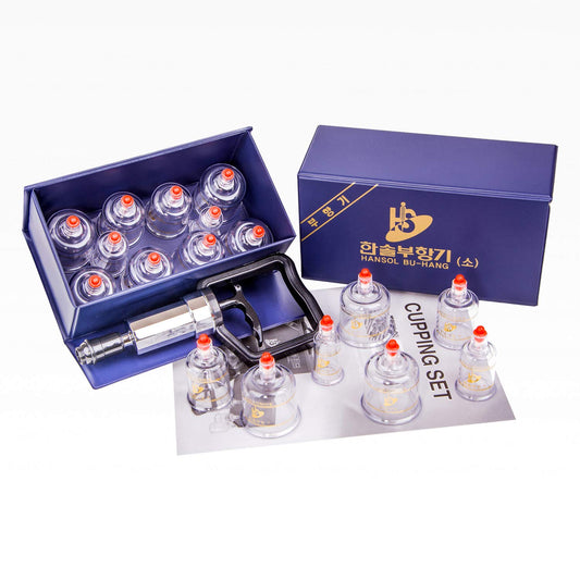 Hansol Professional Cupping Therapy Equipment Set with pumping handle 10 Cups & English Manual (Made in Korea) by Hansol Medical Equipment