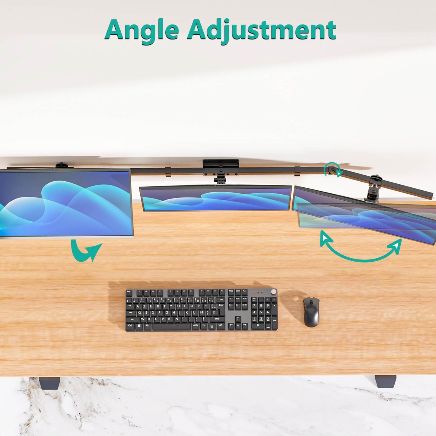 Soporte para Monitor WALI Negro con Brazo Triple e Inclinación para 3 Pantallas de 17 a 32 Pulgadas